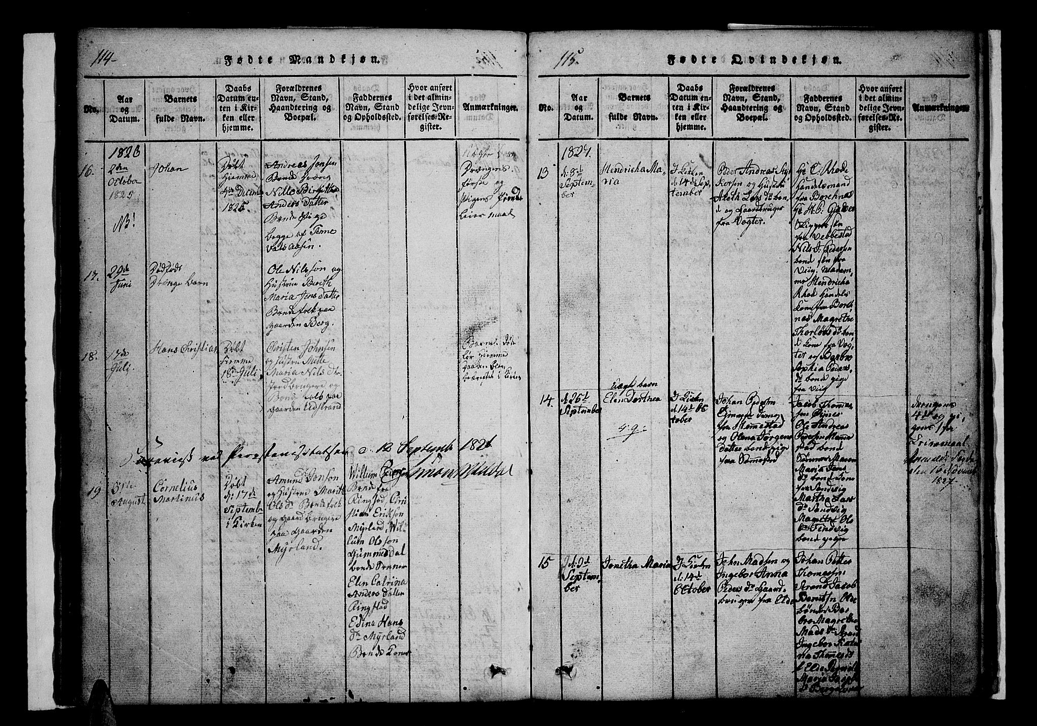 Kvæfjord sokneprestkontor, SATØ/S-1323/G/Ga/Gaa/L0002kirke: Parish register (official) no. 2, 1821-1830, p. 114-115