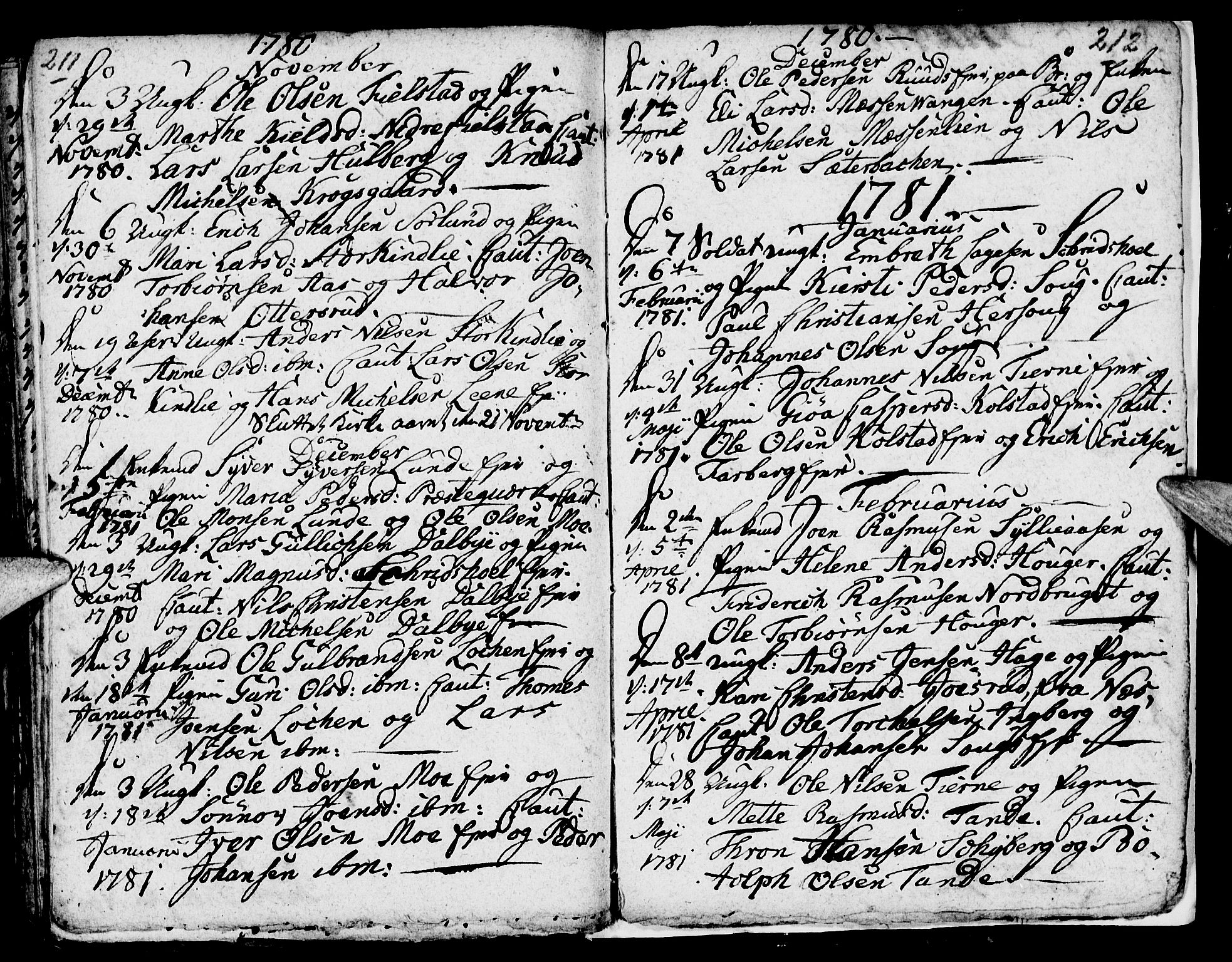 Ringsaker prestekontor, AV/SAH-PREST-014/I/Ia/L0005/0003: Parish register draft no. 5.3, 1780-1784, p. 211-212