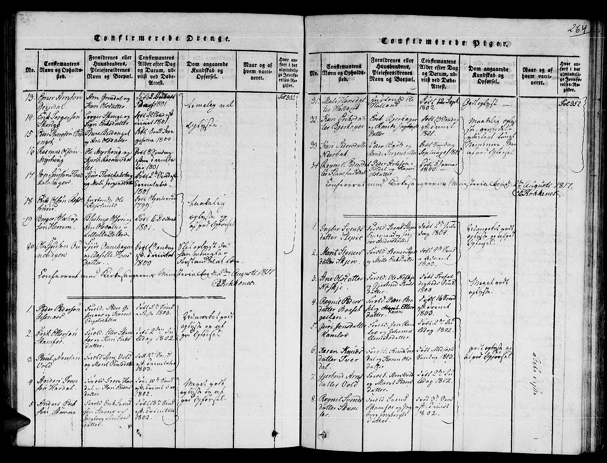 Ministerialprotokoller, klokkerbøker og fødselsregistre - Sør-Trøndelag, SAT/A-1456/672/L0854: Parish register (official) no. 672A06 /2, 1816-1829, p. 264