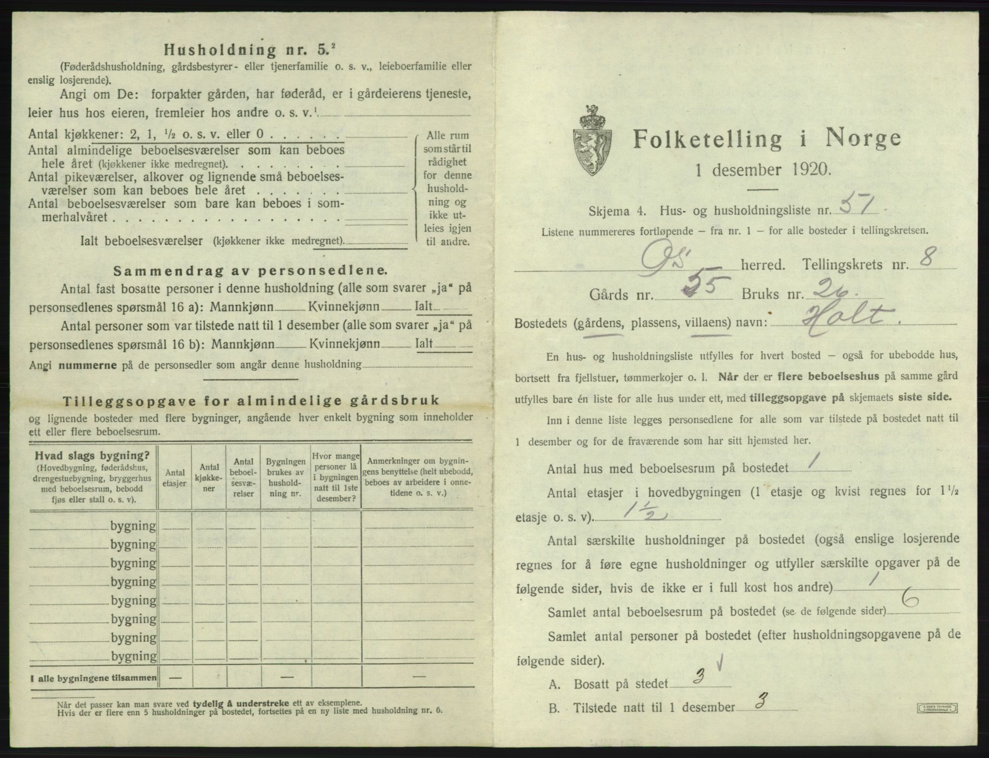 SAB, 1920 census for Os, 1920, p. 923