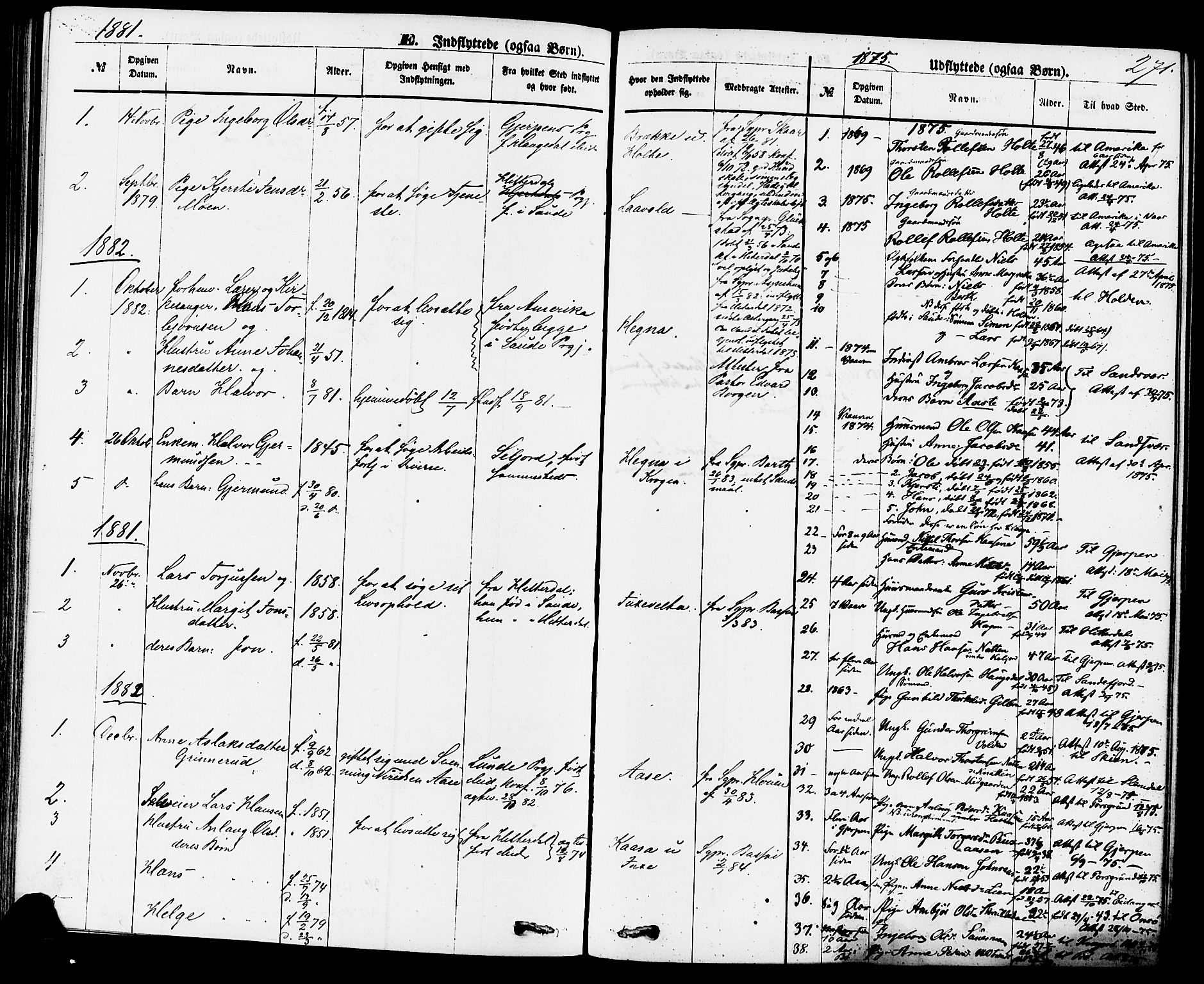 Sauherad kirkebøker, AV/SAKO-A-298/F/Fa/L0008: Parish register (official) no. I 8, 1873-1886, p. 271