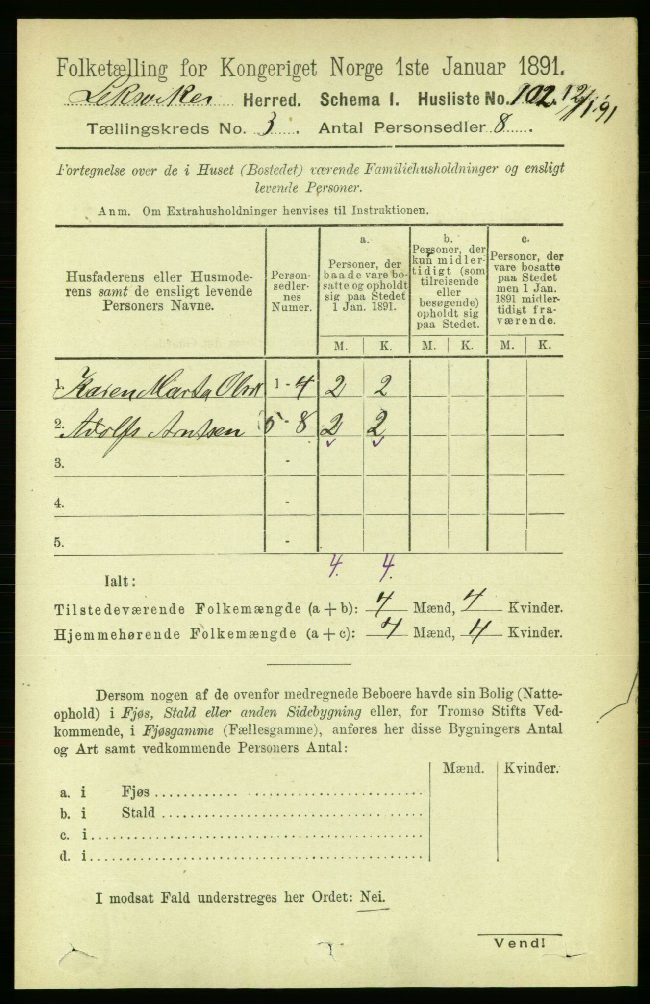 RA, 1891 census for 1718 Leksvik, 1891, p. 1193