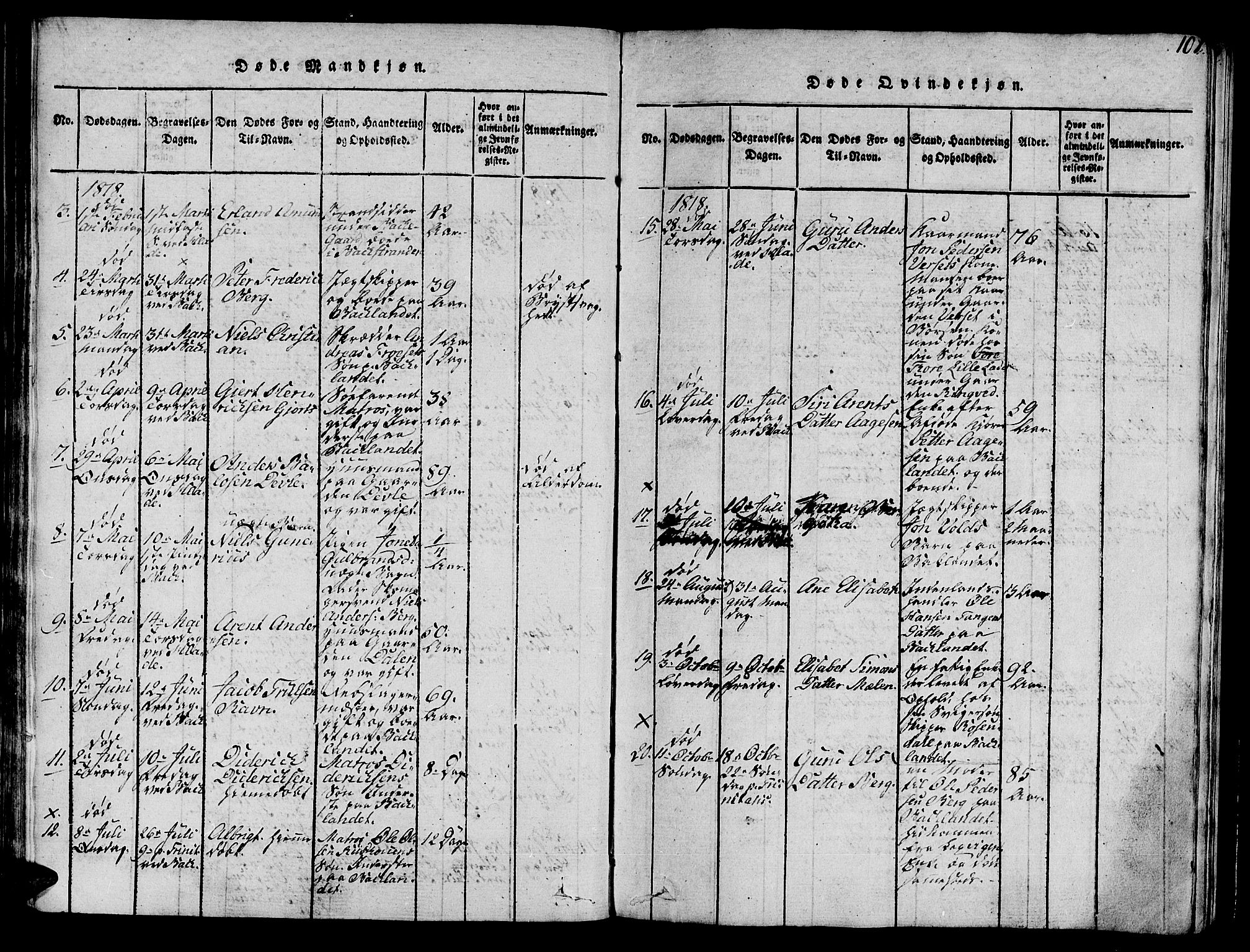 Ministerialprotokoller, klokkerbøker og fødselsregistre - Sør-Trøndelag, AV/SAT-A-1456/606/L0307: Parish register (copy) no. 606C03, 1817-1824, p. 101