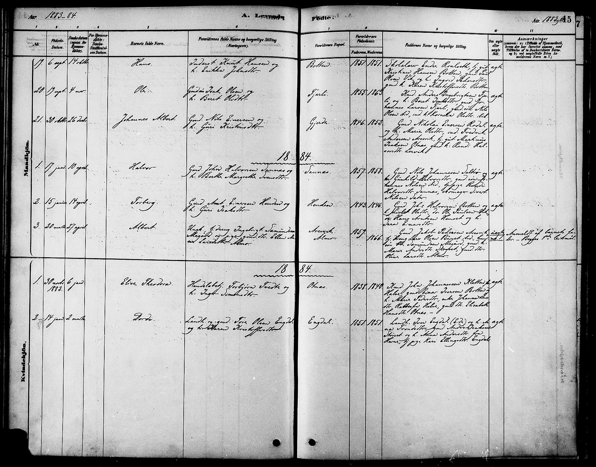 Ministerialprotokoller, klokkerbøker og fødselsregistre - Møre og Romsdal, AV/SAT-A-1454/580/L0924: Parish register (official) no. 580A01, 1878-1887, p. 15