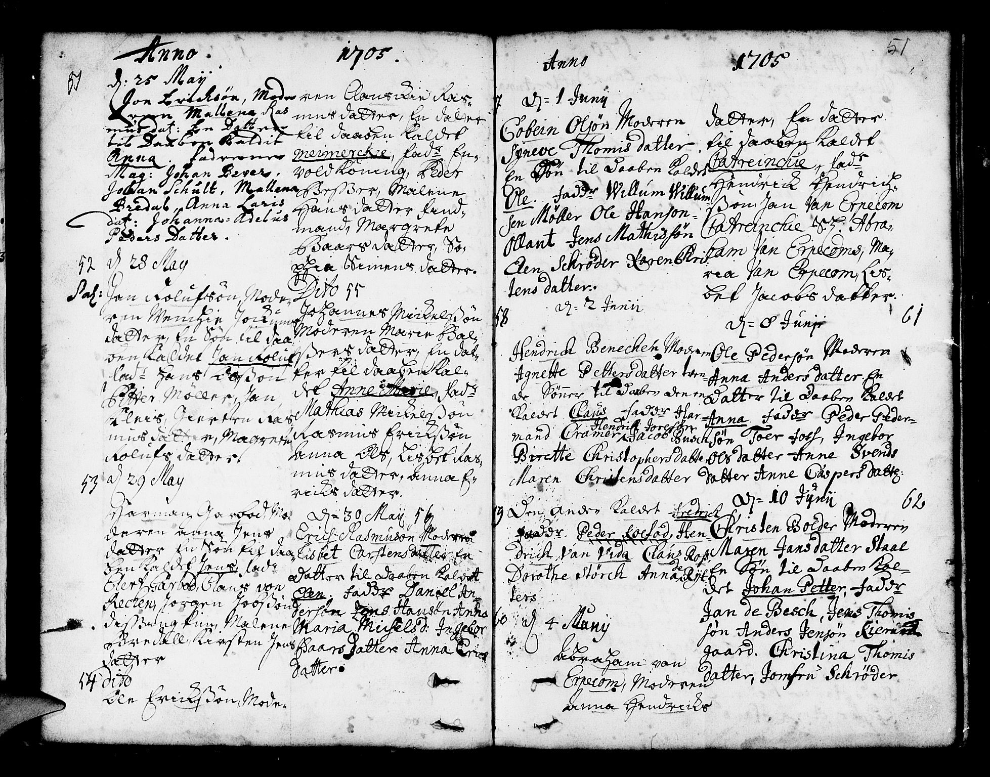 Nykirken Sokneprestembete, AV/SAB-A-77101/H/Haa/L0002: Parish register (official) no. A 2, 1700-1723, p. 51