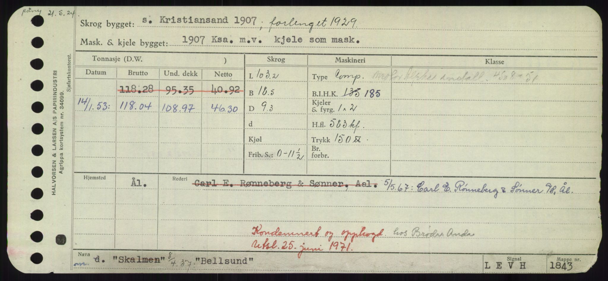 Sjøfartsdirektoratet med forløpere, Skipsmålingen, RA/S-1627/H/Hd/L0003: Fartøy, B-Bev, p. 541