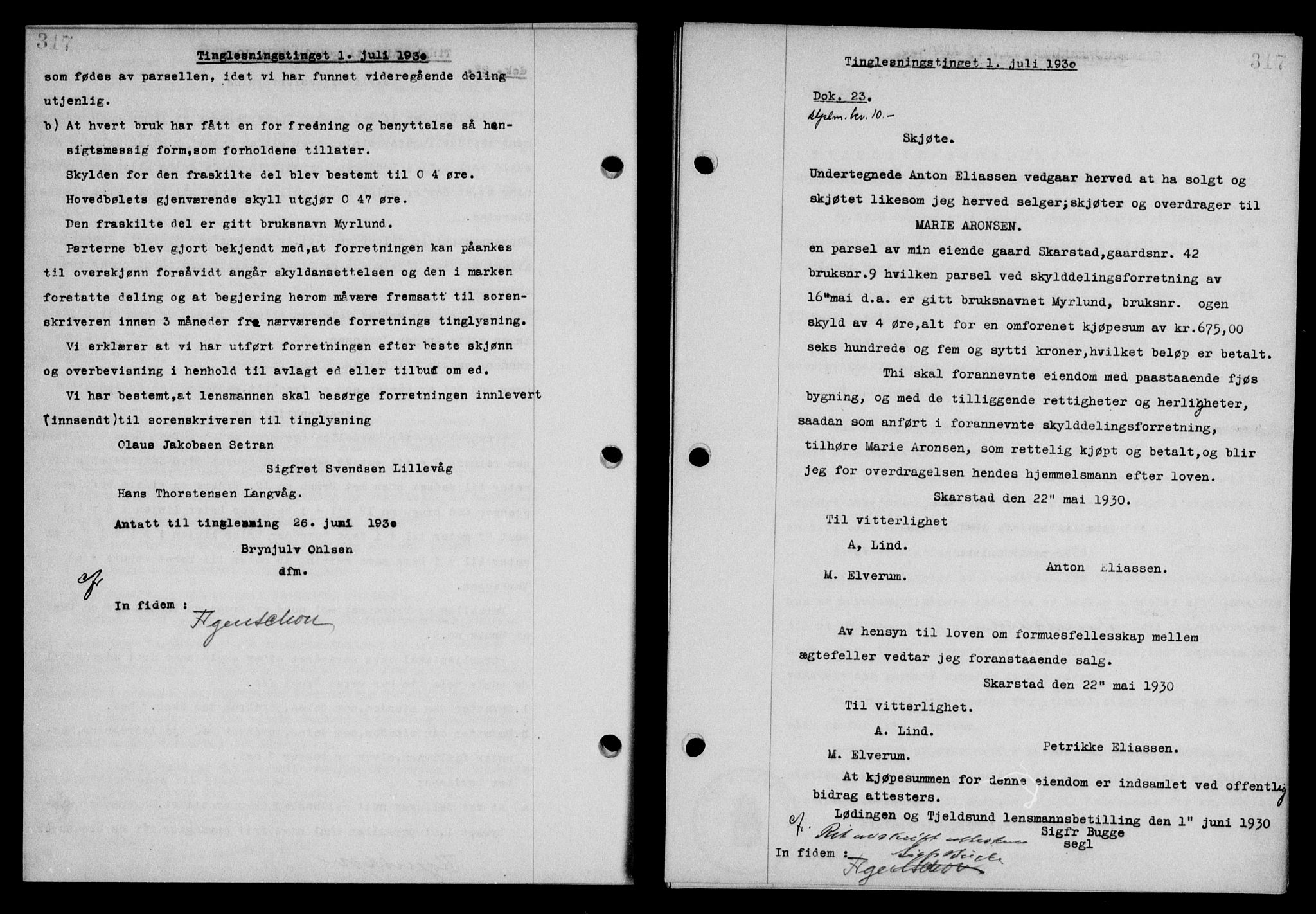 Steigen og Ofoten sorenskriveri, SAT/A-0030/1/2/2C/L0018/0001: Mortgage book no. 20-II og 21, 1930-1931, Deed date: 01.07.1930