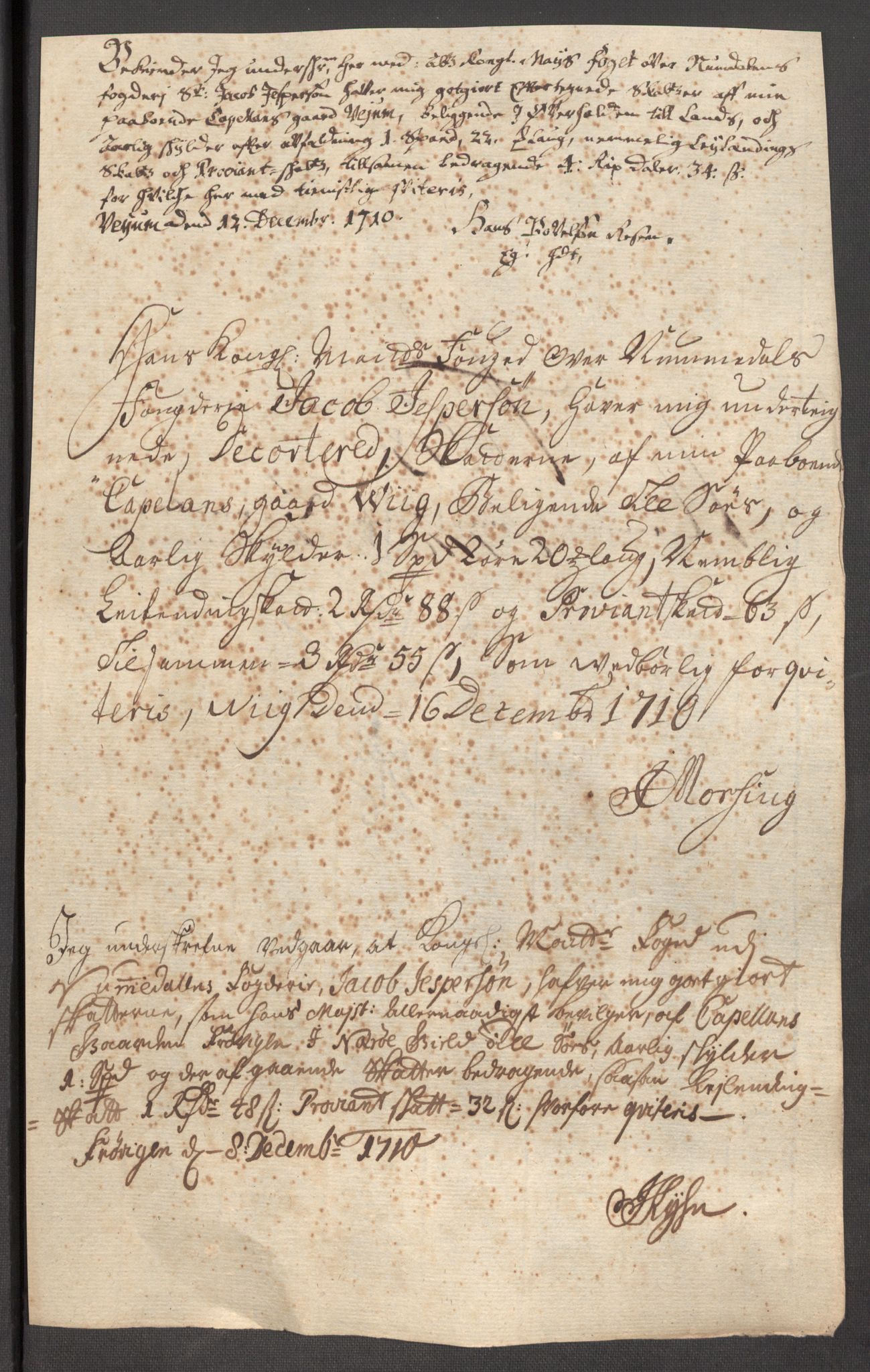 Rentekammeret inntil 1814, Reviderte regnskaper, Fogderegnskap, AV/RA-EA-4092/R64/L4431: Fogderegnskap Namdal, 1709-1710, p. 416