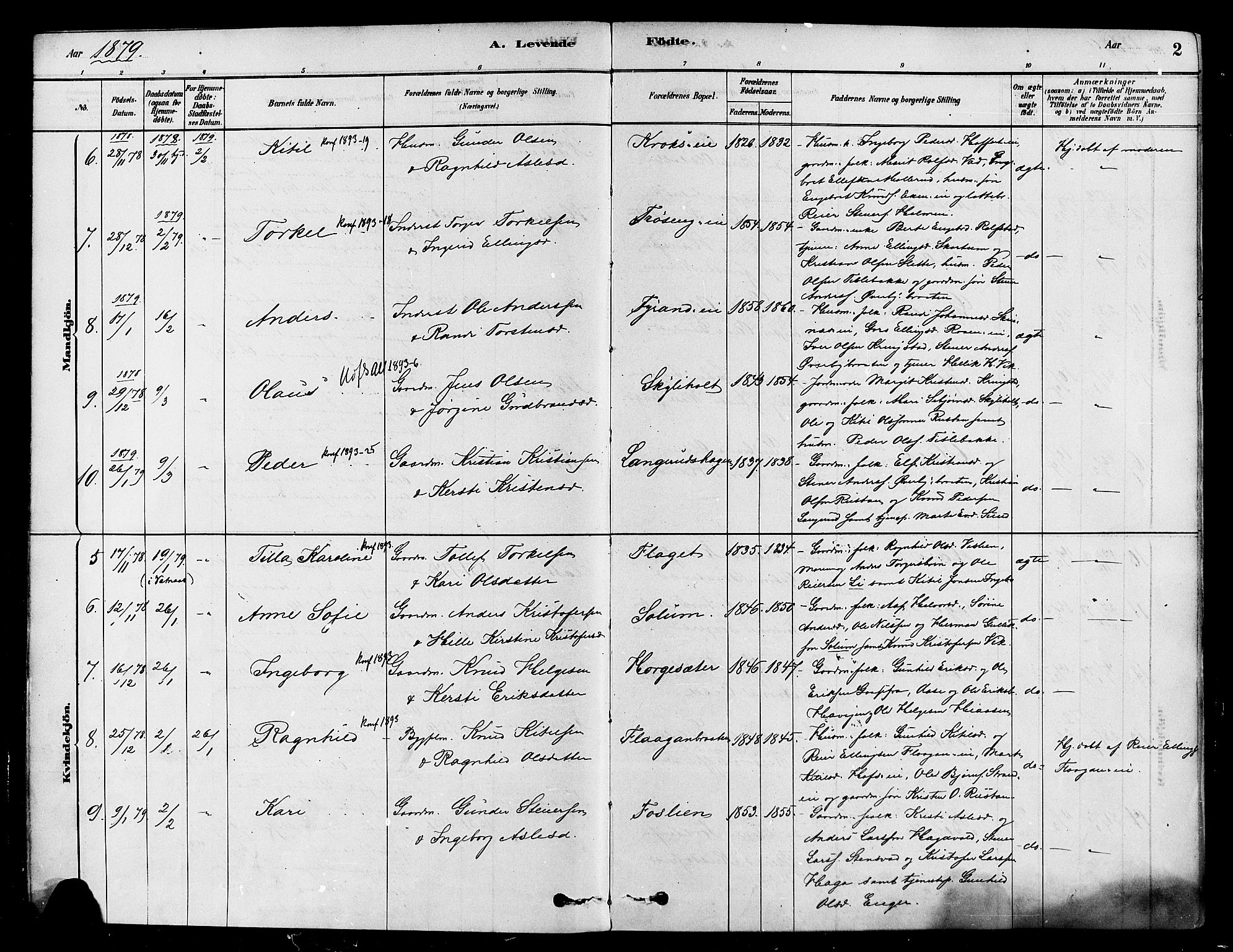 Sigdal kirkebøker, AV/SAKO-A-245/F/Fa/L0011: Parish register (official) no. I 11, 1879-1887, p. 2