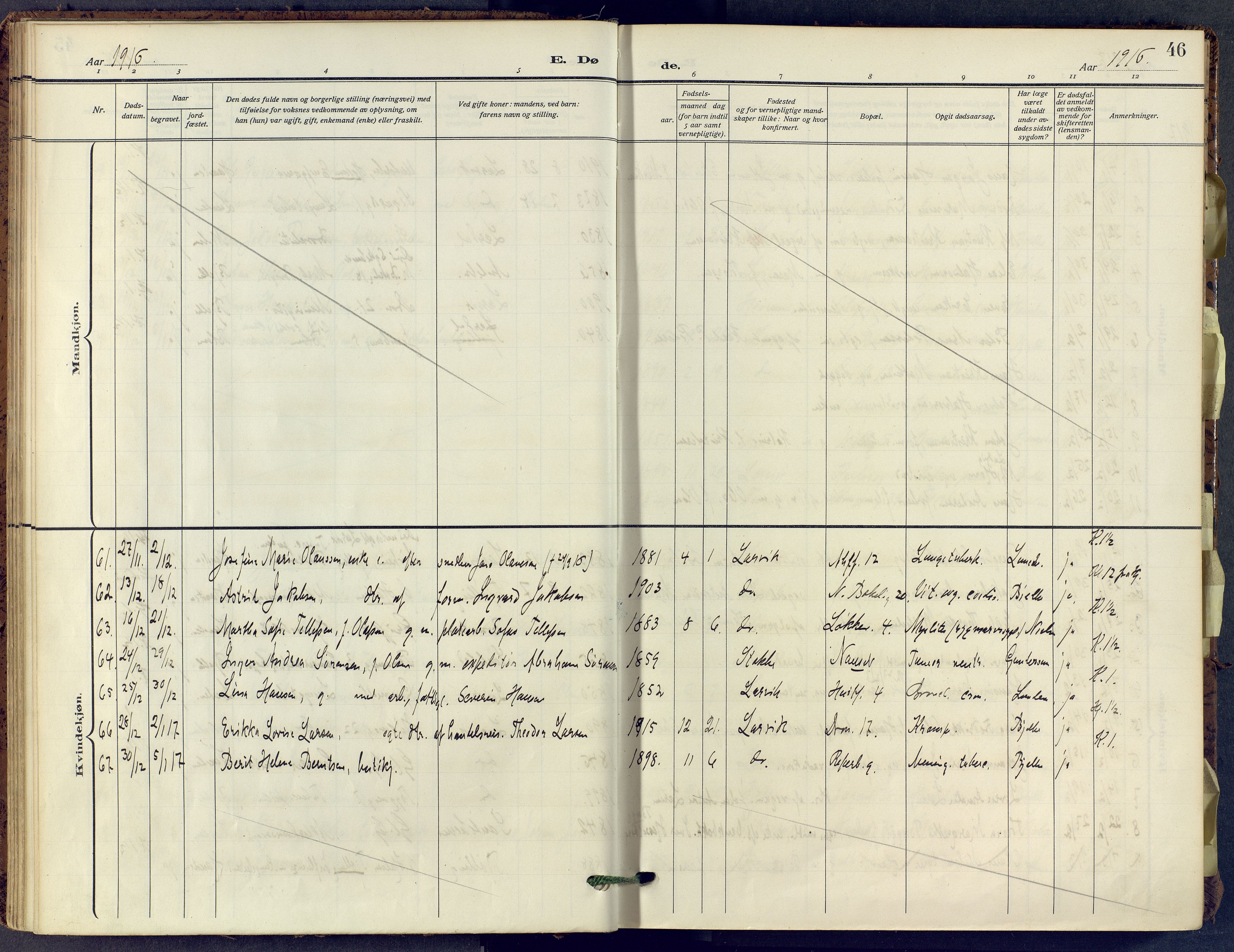 Larvik kirkebøker, AV/SAKO-A-352/F/Fa/L0013: Parish register (official) no. I 13, 1910-1960, p. 46