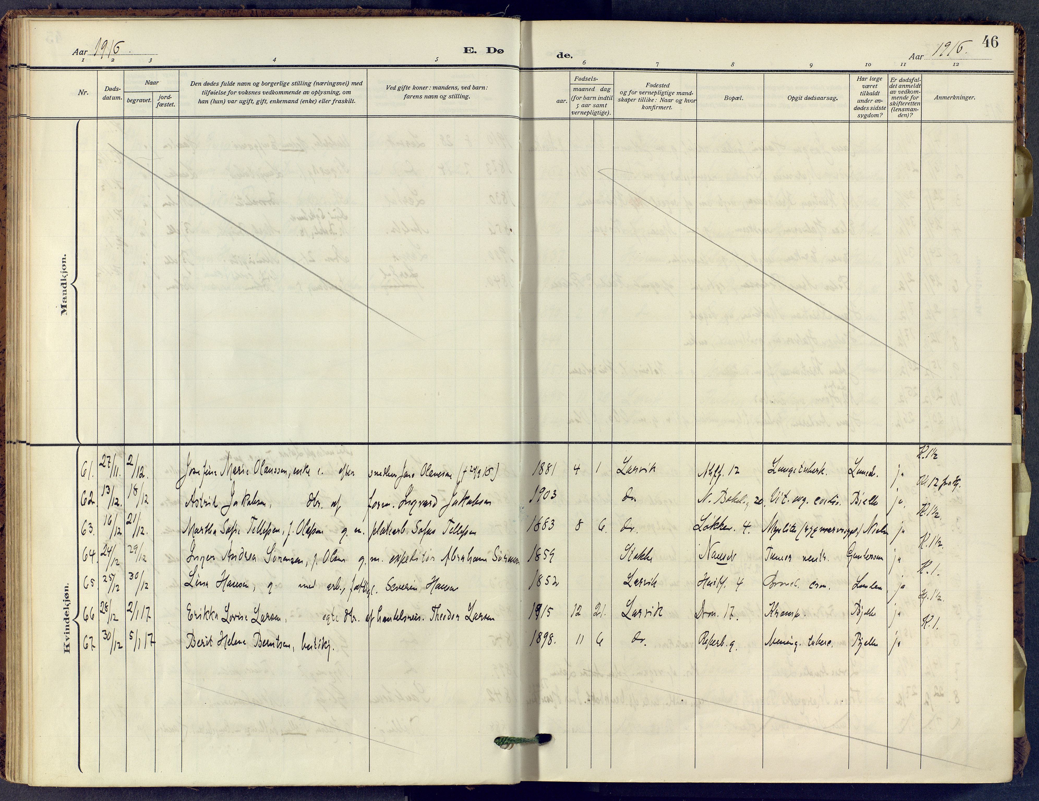 Larvik kirkebøker, AV/SAKO-A-352/F/Fa/L0013: Parish register (official) no. I 13, 1910-1960, p. 46