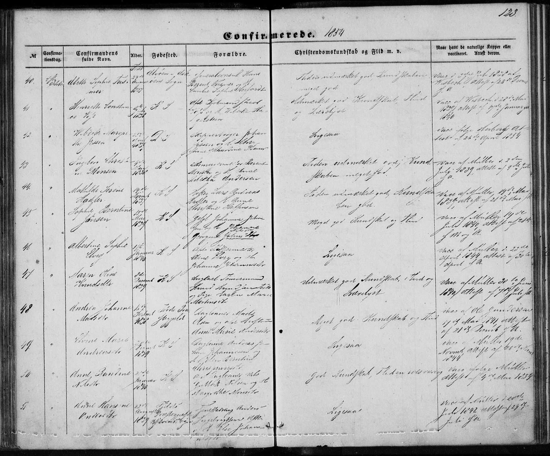 Korskirken sokneprestembete, SAB/A-76101/H/Haa/L0027: Parish register (official) no. C 3, 1854-1868, p. 123