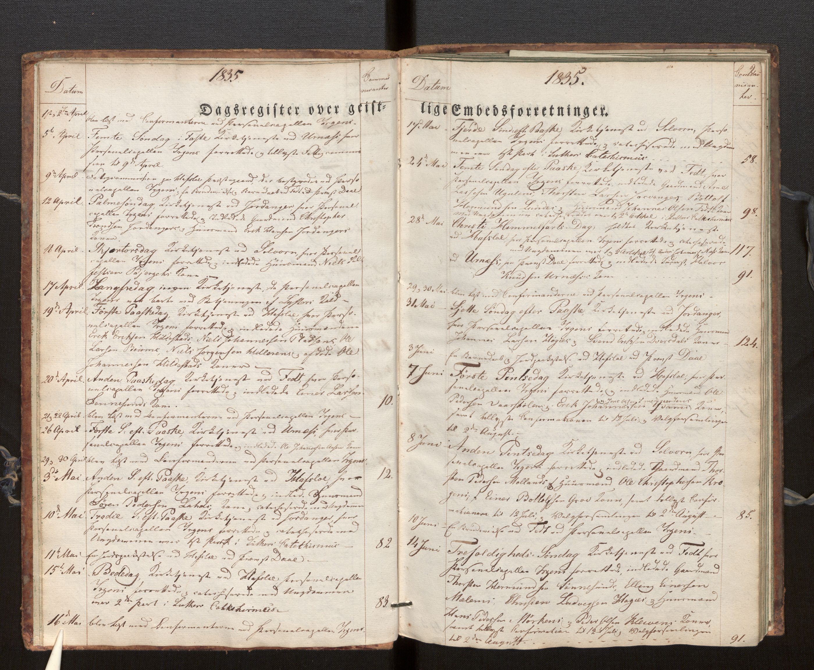 Hafslo sokneprestembete, AV/SAB-A-80301/H/Haa/Haaf/L0001: Diary records no. F 1, 1834-1854, p. 2