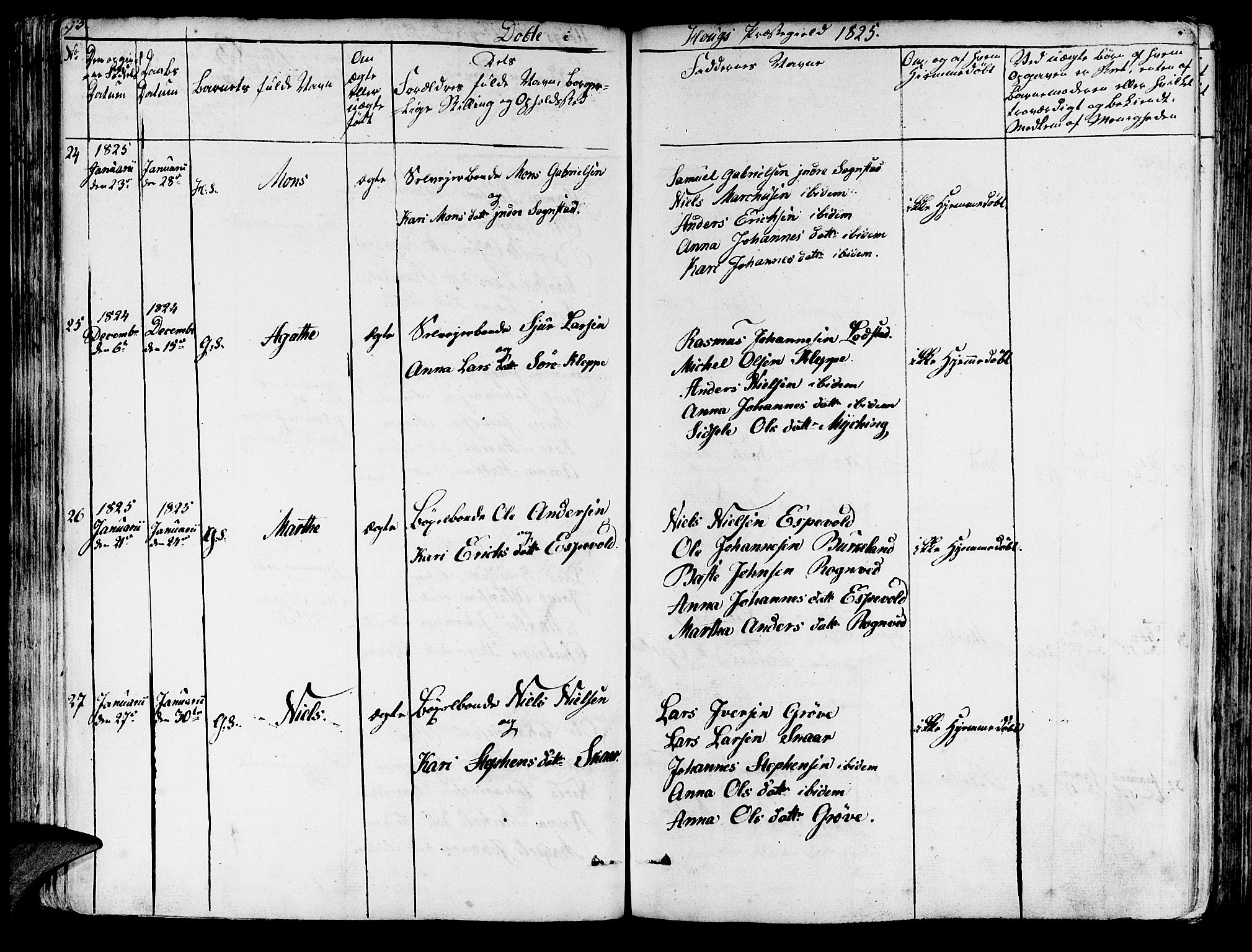 Haus sokneprestembete, AV/SAB-A-75601/H/Haa: Parish register (official) no. A 13, 1821-1827, p. 93