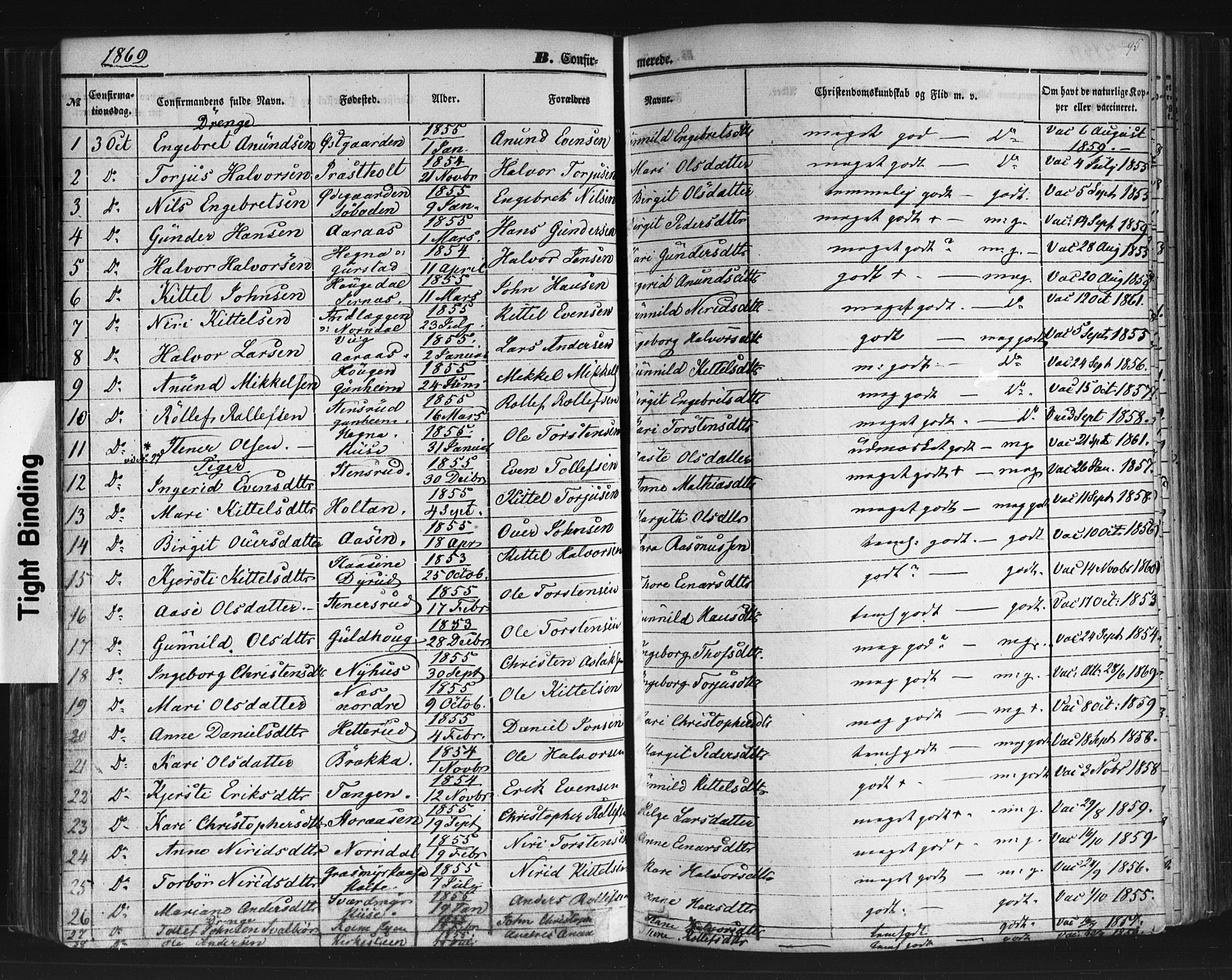 Sauherad kirkebøker, SAKO/A-298/F/Fb/L0001: Parish register (official) no. II 1, 1851-1877, p. 95