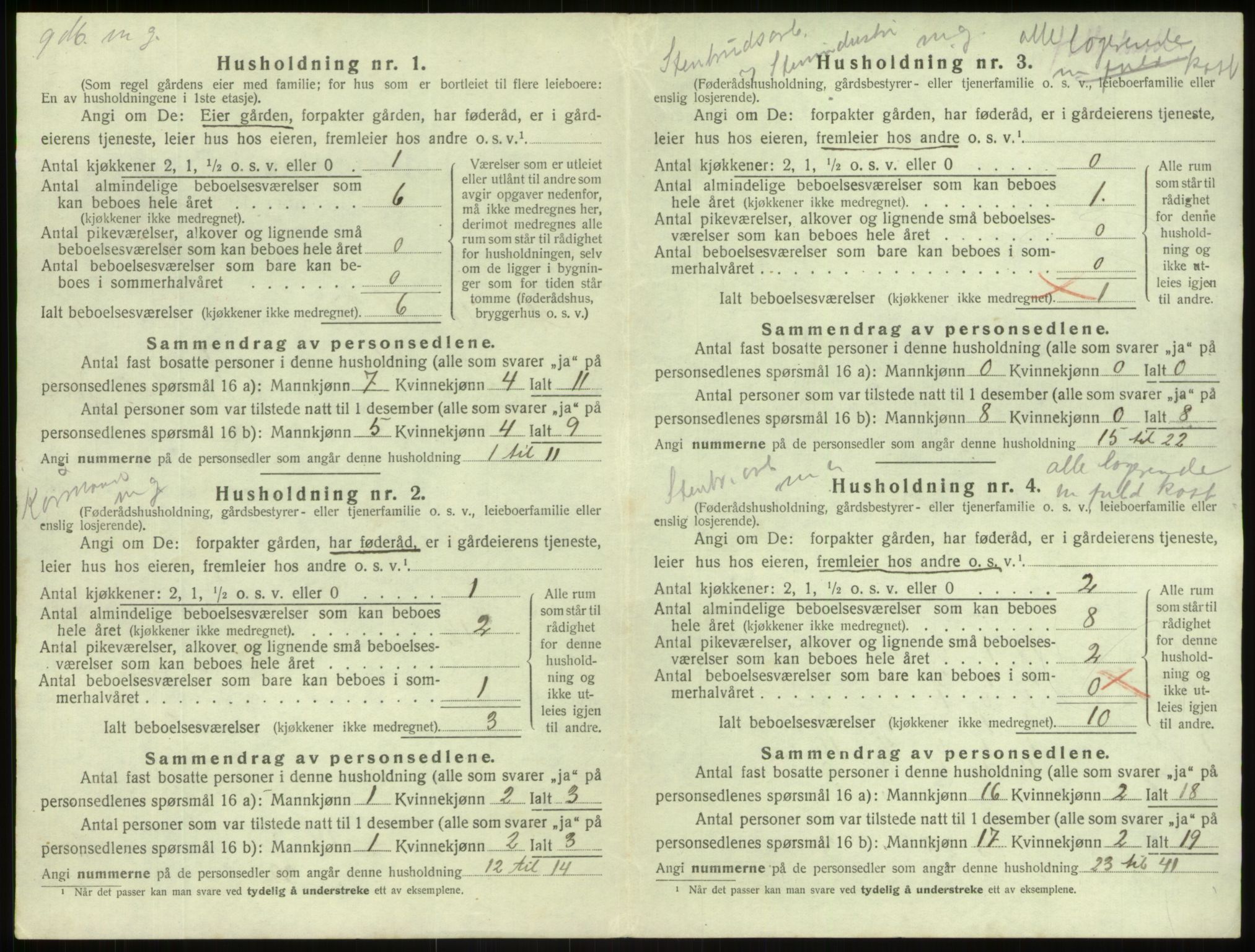 SAB, 1920 census for Årdal, 1920, p. 461