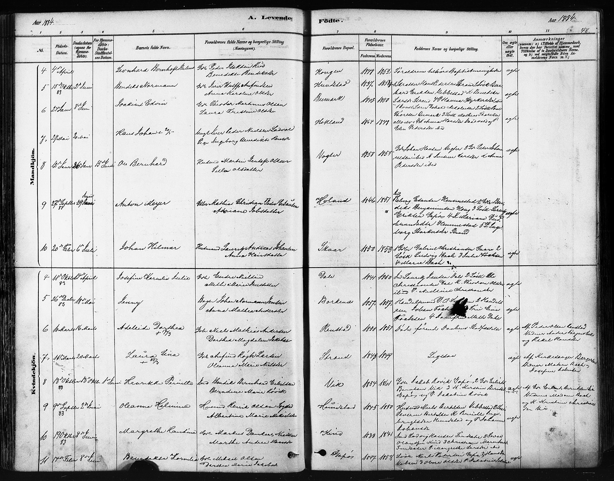 Kvæfjord sokneprestkontor, AV/SATØ-S-1323/G/Ga/Gaa/L0005kirke: Parish register (official) no. 5, 1878-1894, p. 48