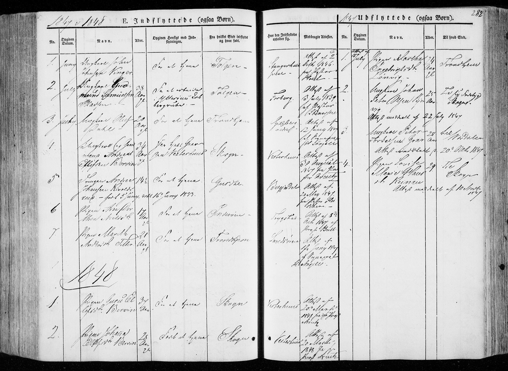 Ministerialprotokoller, klokkerbøker og fødselsregistre - Nord-Trøndelag, SAT/A-1458/722/L0218: Parish register (official) no. 722A05, 1843-1868, p. 282