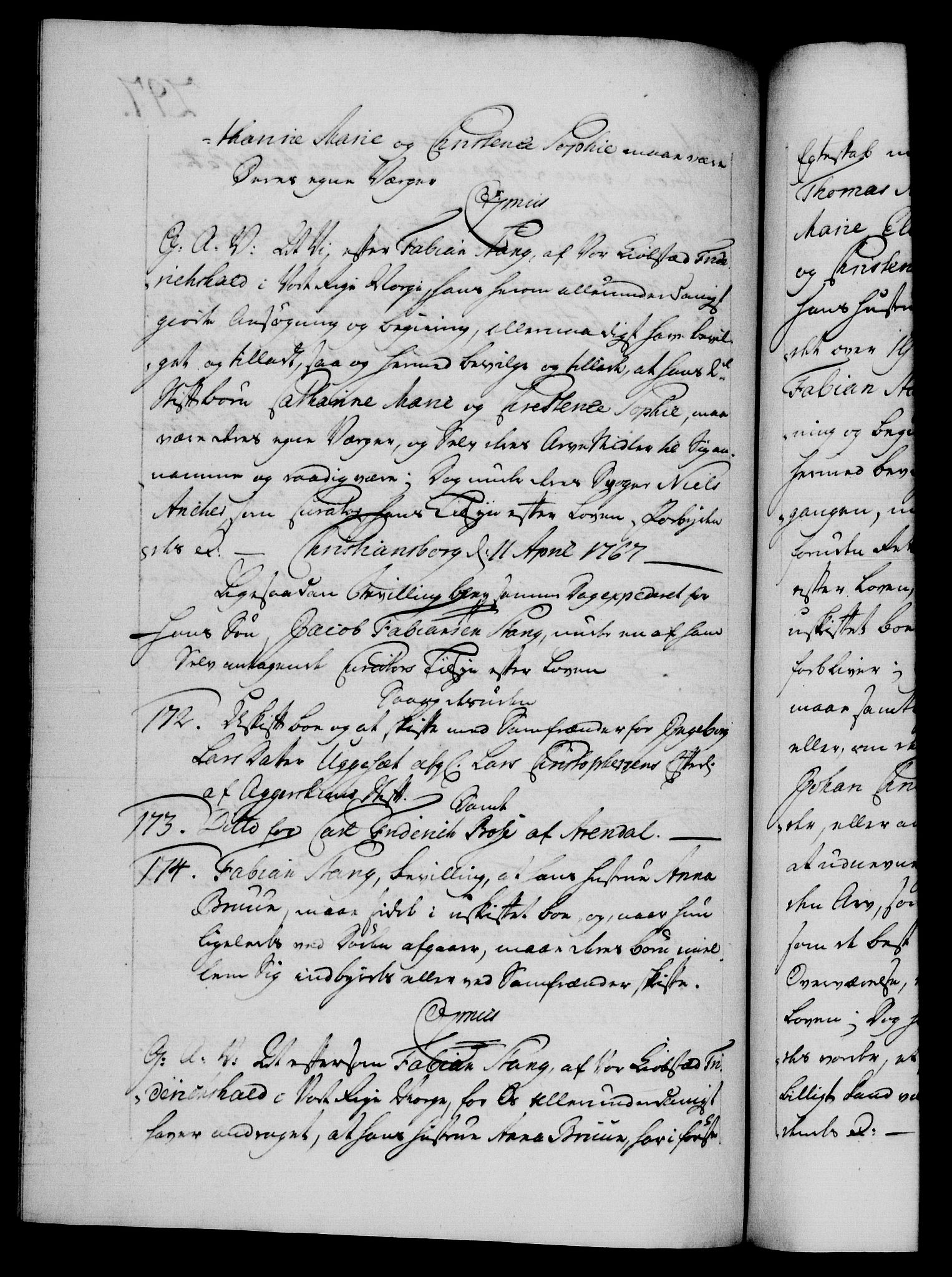 Danske Kanselli 1572-1799, AV/RA-EA-3023/F/Fc/Fca/Fcaa/L0043: Norske registre, 1766-1768, p. 297b