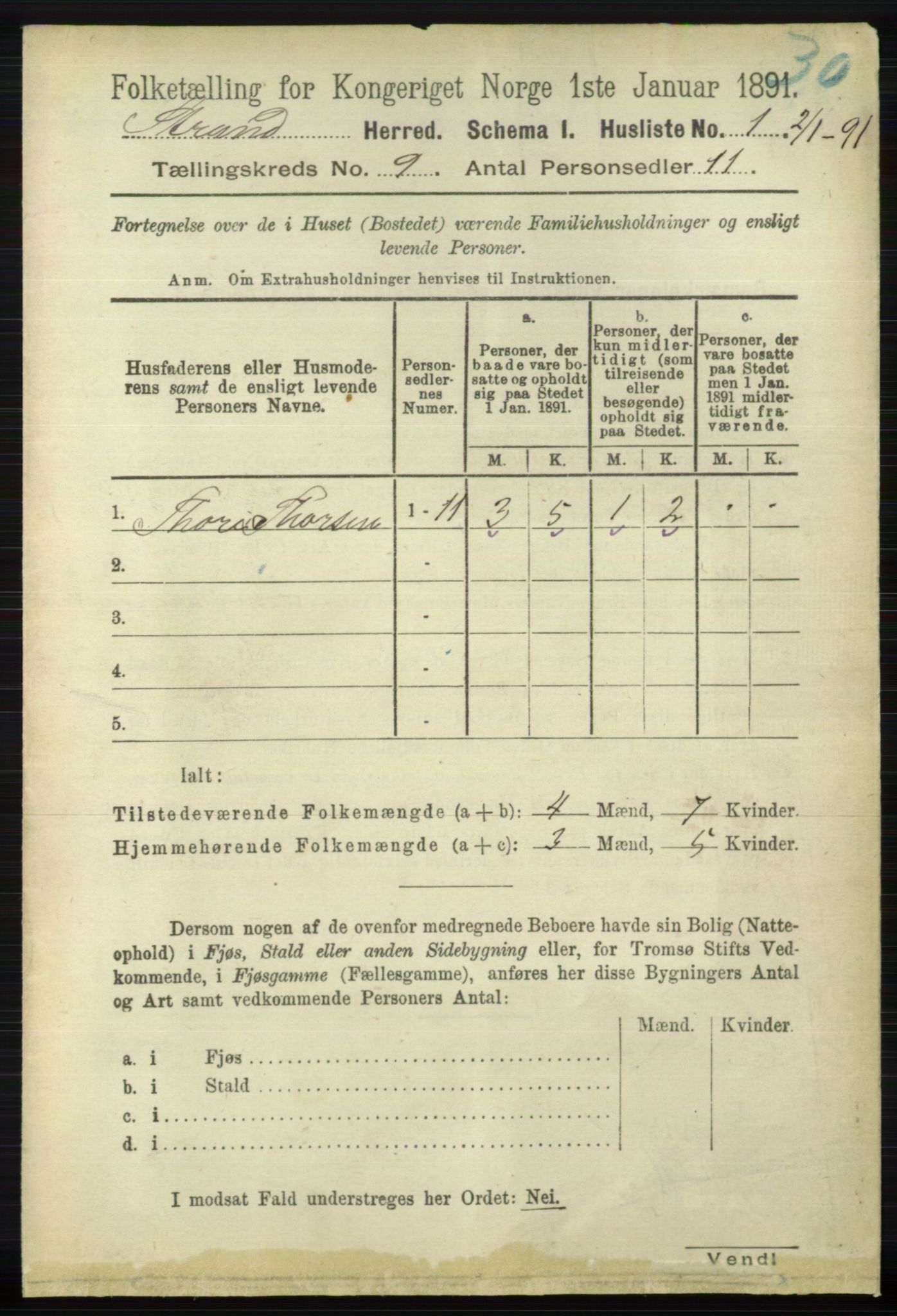 RA, 1891 census for 1130 Strand, 1891, p. 2611
