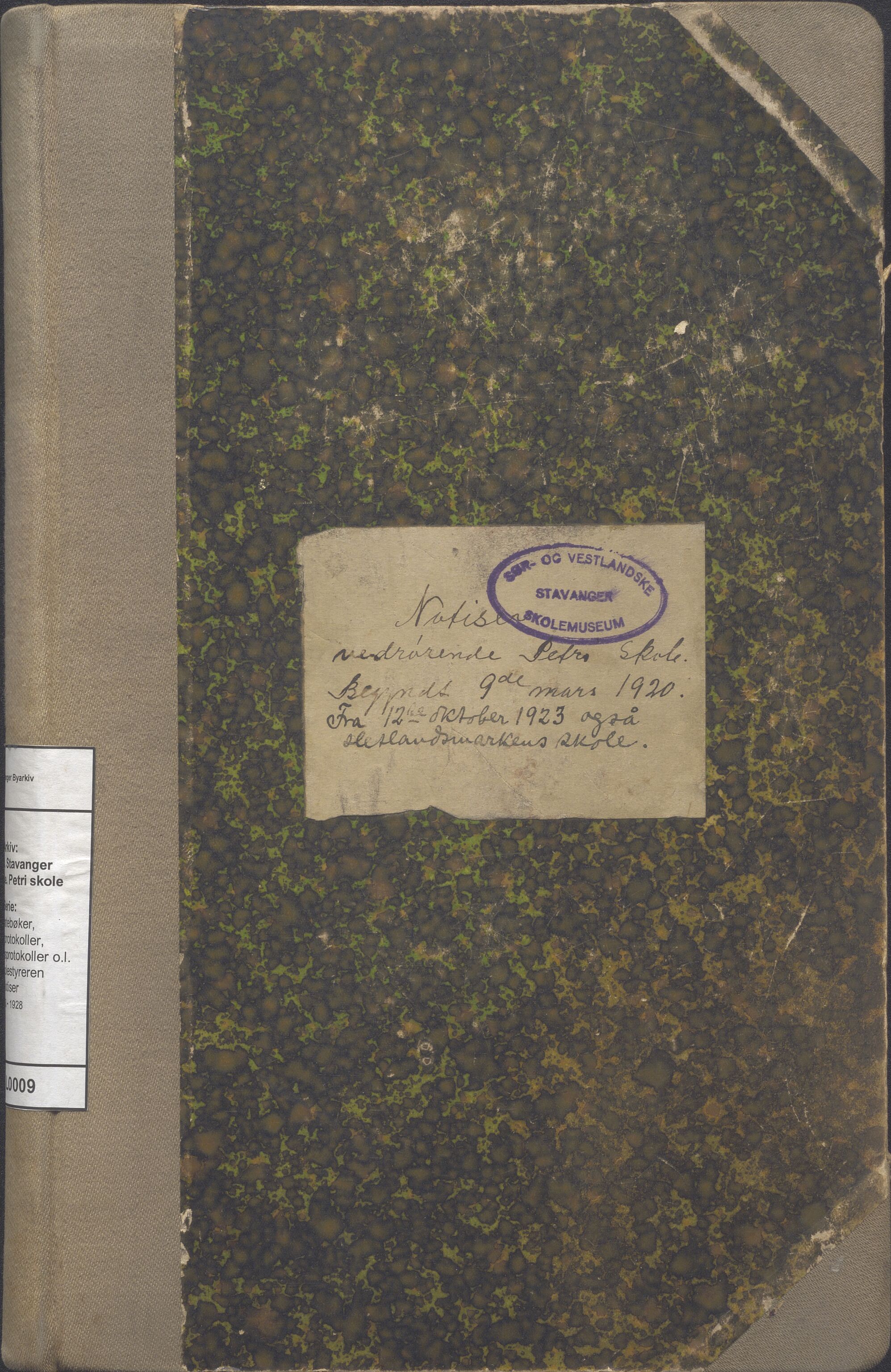 A-0504. Stavanger kommune. Petri skole, BYST/A-0504/A/Aa/L0009: Notiser, 1920-1928