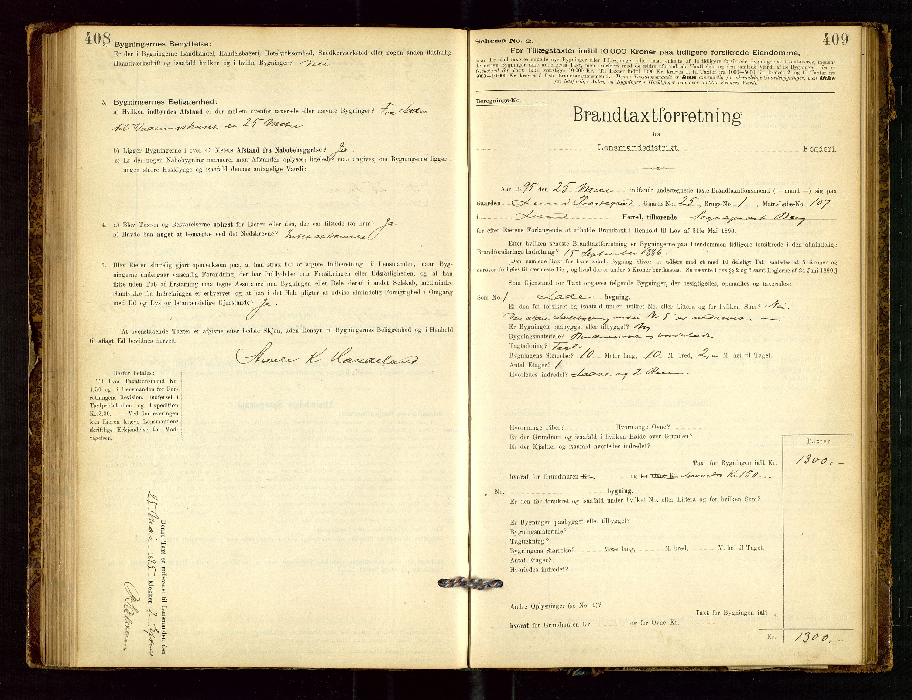 Lund lensmannskontor, SAST/A-100303/Gob/L0001: "Brandtakstprotokol", 1894-1907, p. 408-409