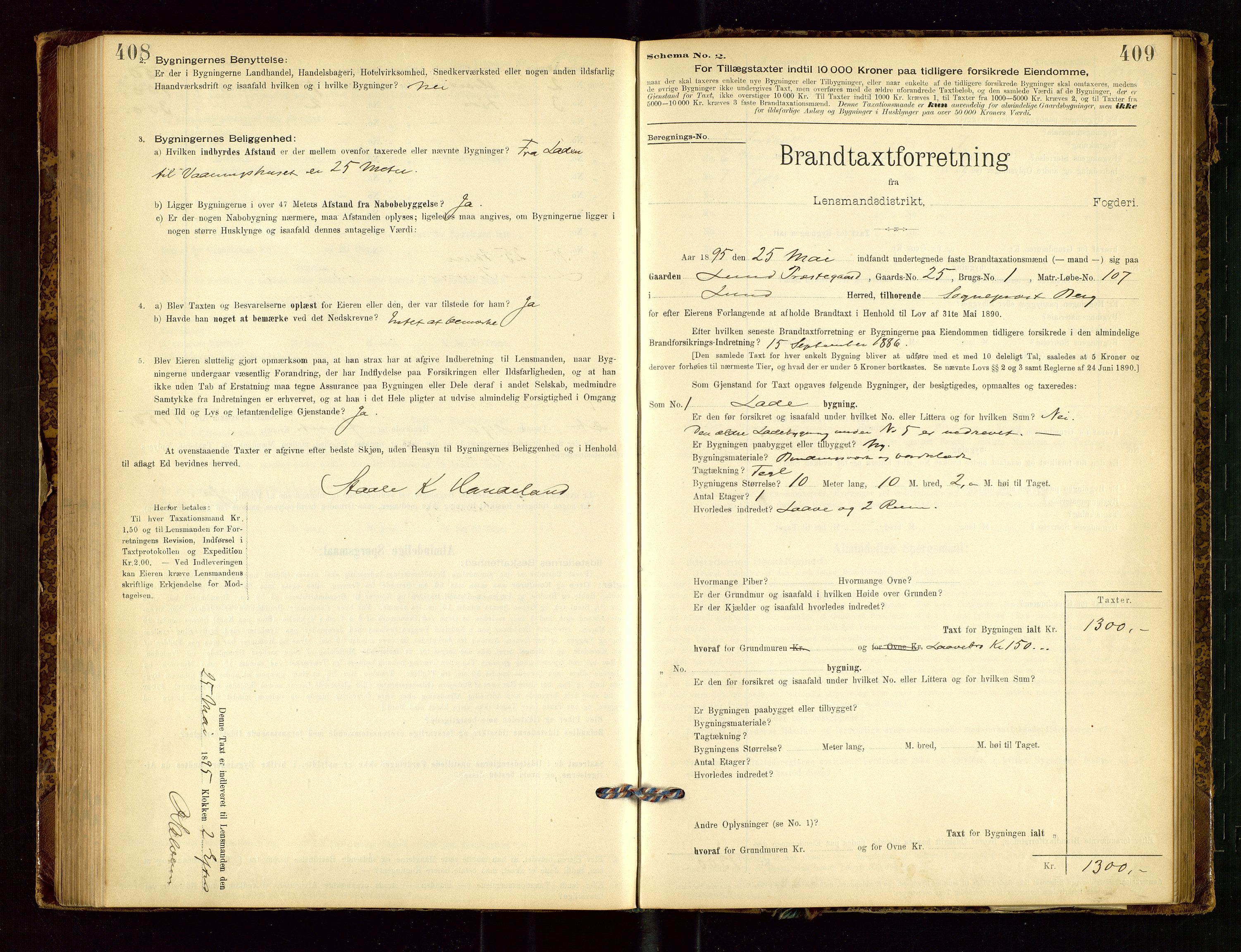 Lund lensmannskontor, AV/SAST-A-100303/Gob/L0001: "Brandtakstprotokol", 1894-1907, p. 408-409