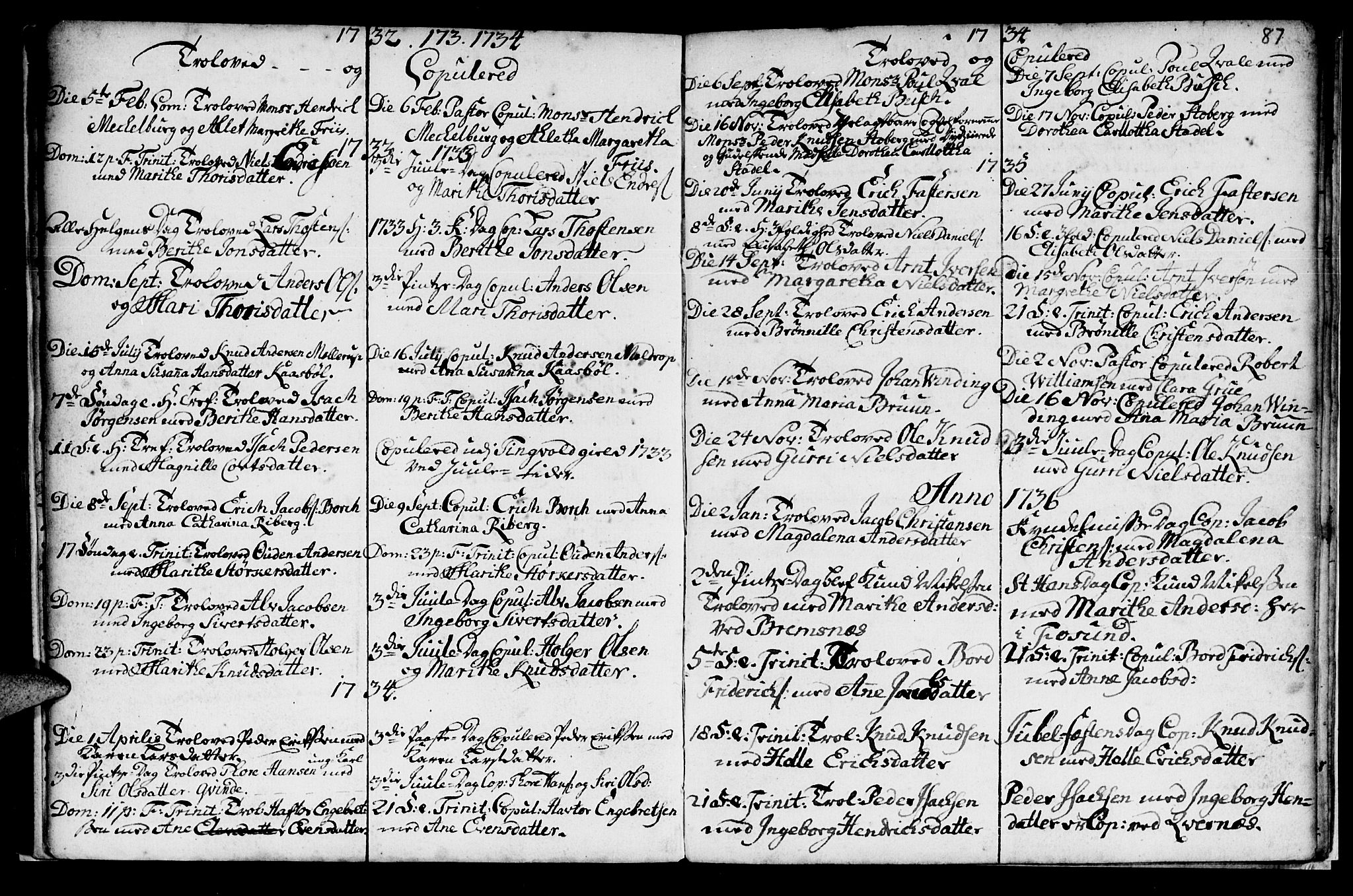 Ministerialprotokoller, klokkerbøker og fødselsregistre - Møre og Romsdal, AV/SAT-A-1454/572/L0838: Parish register (official) no. 572A01, 1731-1737, p. 86-87
