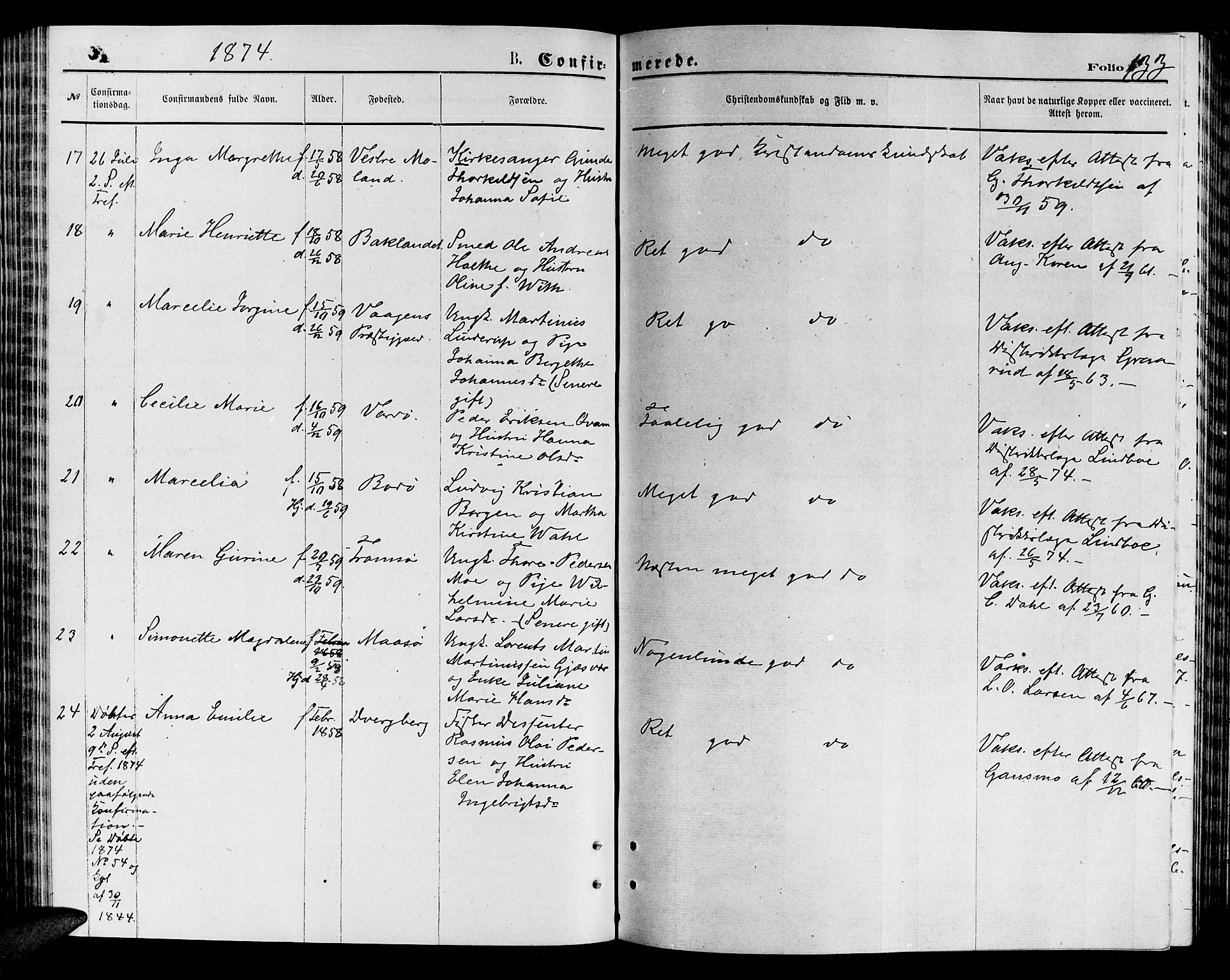 Vardø sokneprestkontor, AV/SATØ-S-1332/H/Hb/L0003klokker: Parish register (copy) no. 3, 1871-1878, p. 133