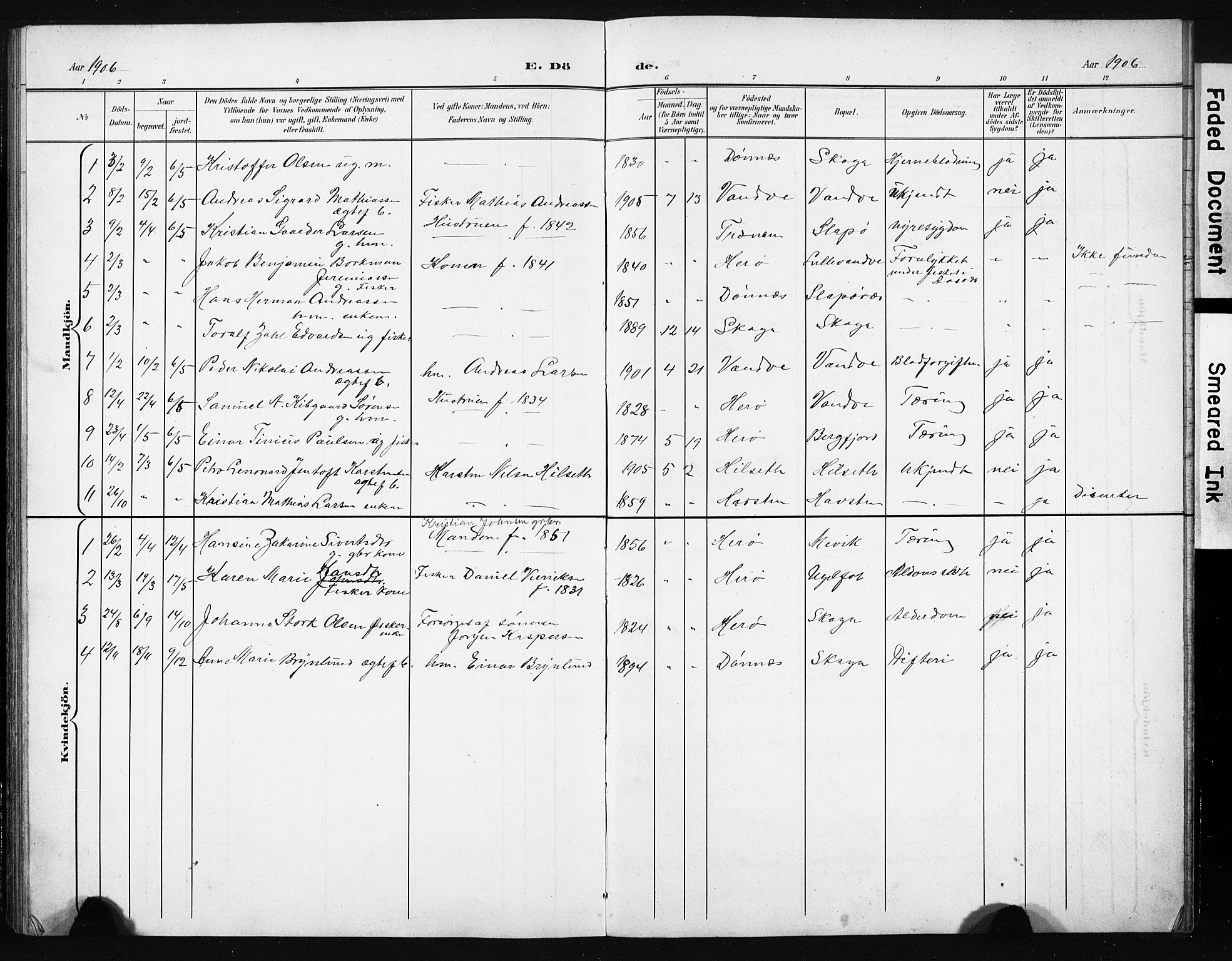 Ministerialprotokoller, klokkerbøker og fødselsregistre - Nordland, AV/SAT-A-1459/836/L0538: Parish register (copy) no. 836C02, 1901-1917