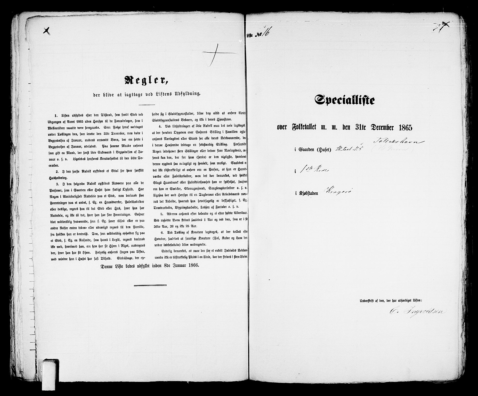 RA, 1865 census for Kragerø/Kragerø, 1865, p. 41