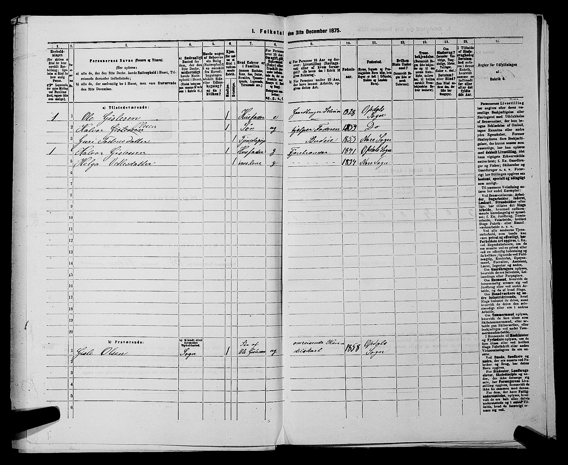 SAKO, 1875 census for 0633P Nore, 1875, p. 654