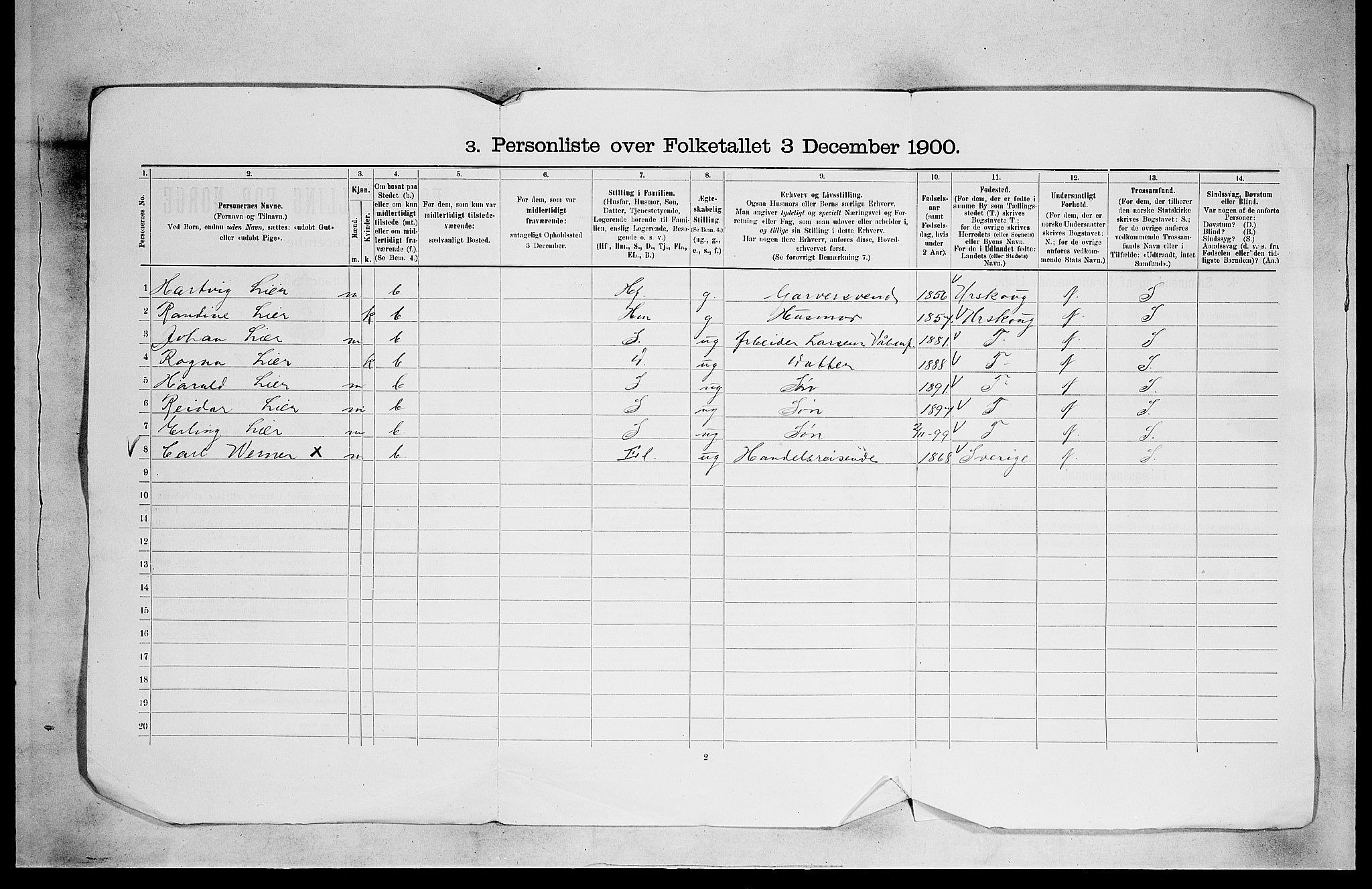 SAO, 1900 census for Kristiania, 1900, p. 7537