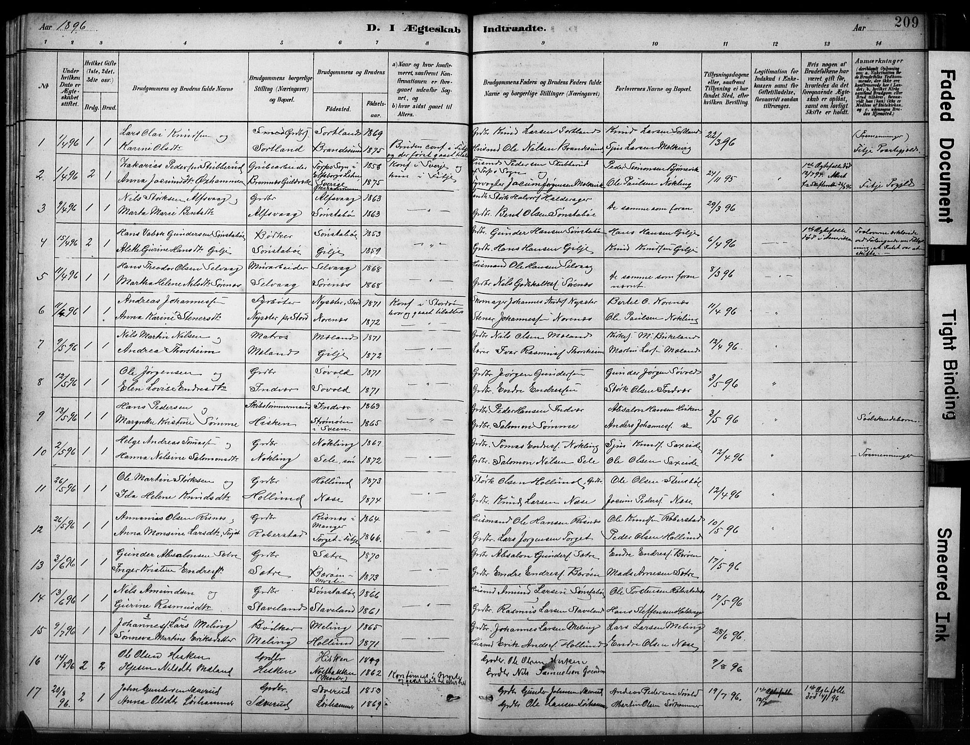 Finnås sokneprestembete, SAB/A-99925/H/Ha/Hab/Habb/L0003: Parish register (copy) no. B 3, 1882-1897, p. 209