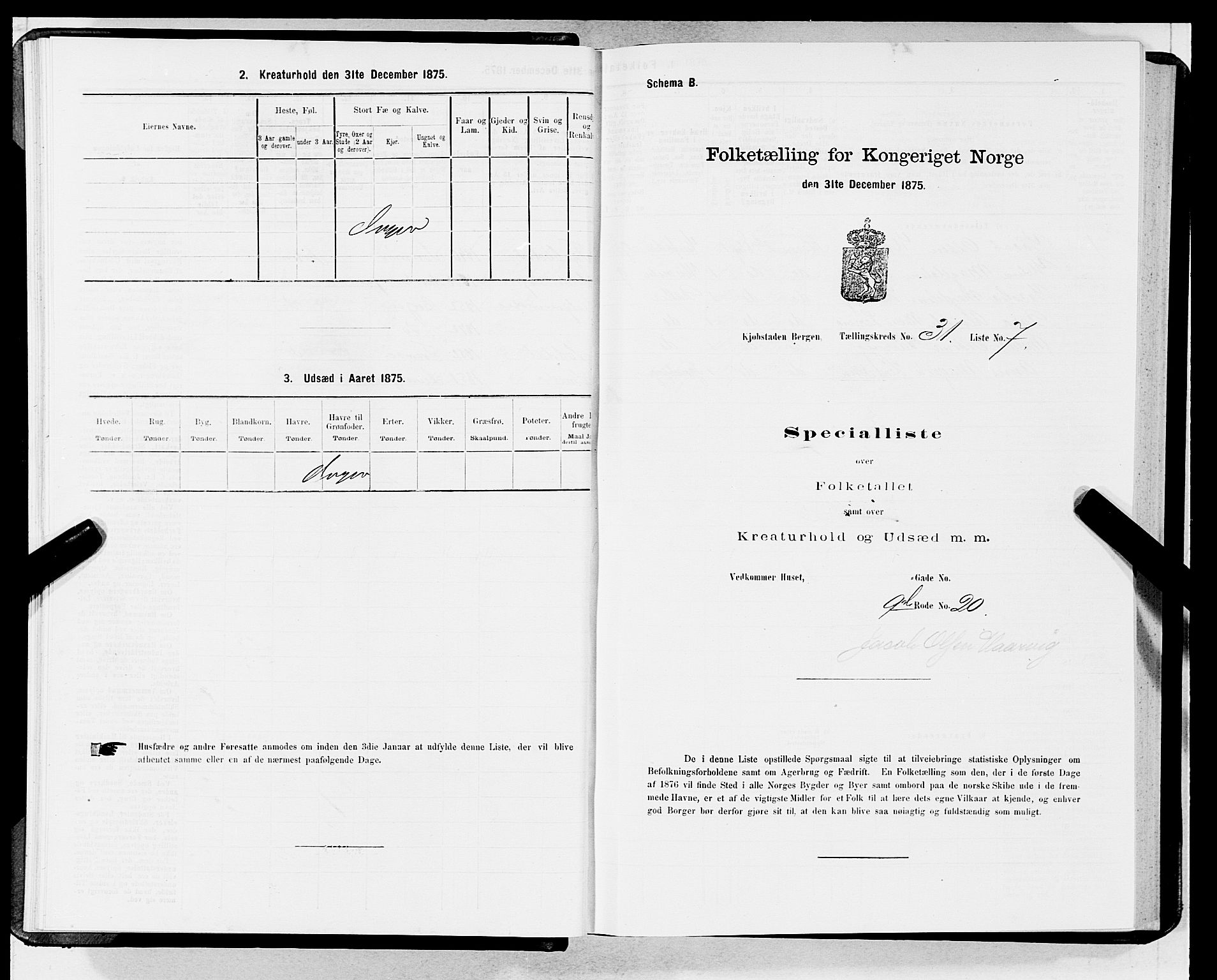 SAB, 1875 census for 1301 Bergen, 1875, p. 1583