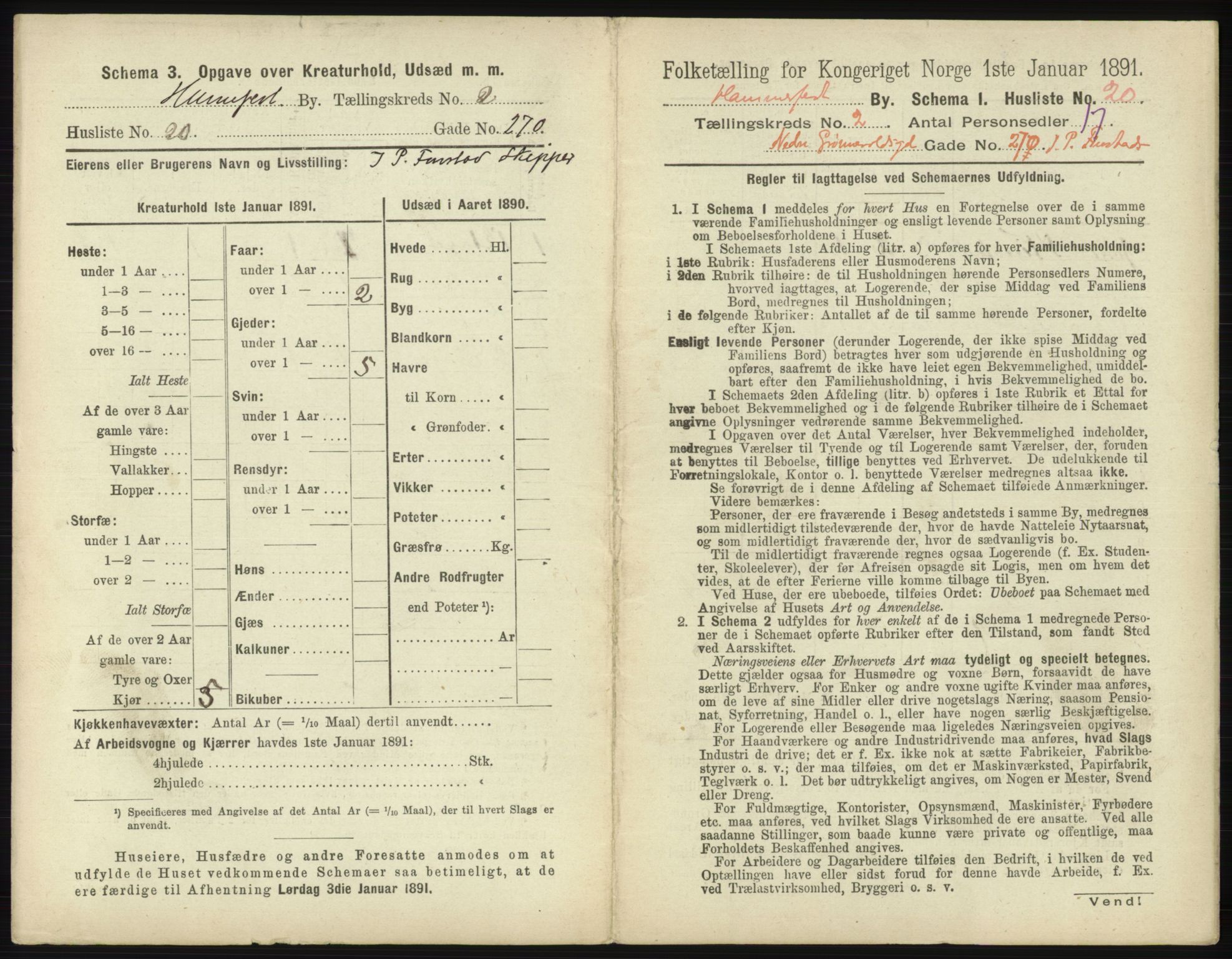 RA, 1891 census for 2001 Hammerfest, 1891, p. 263