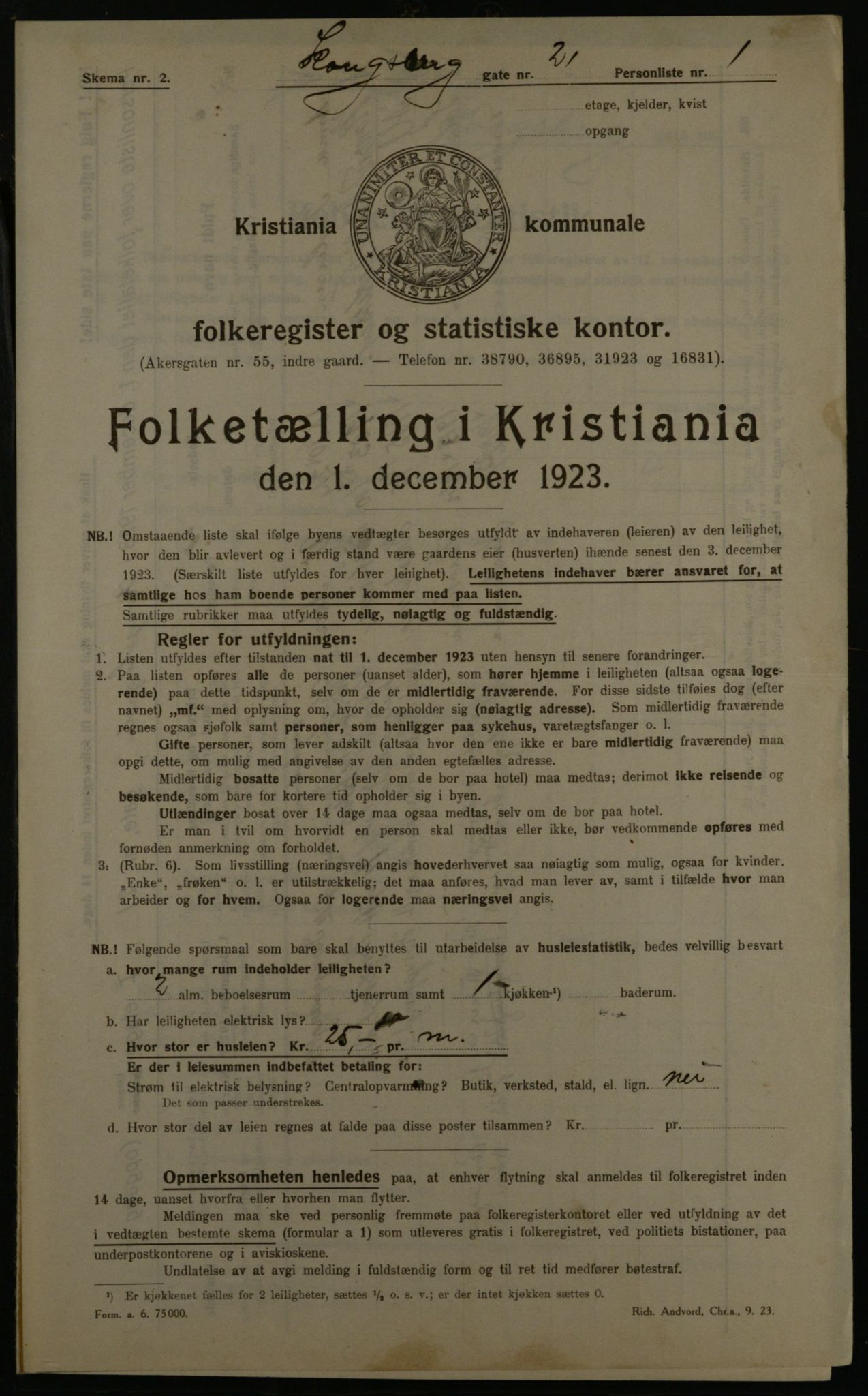 OBA, Municipal Census 1923 for Kristiania, 1923, p. 59320