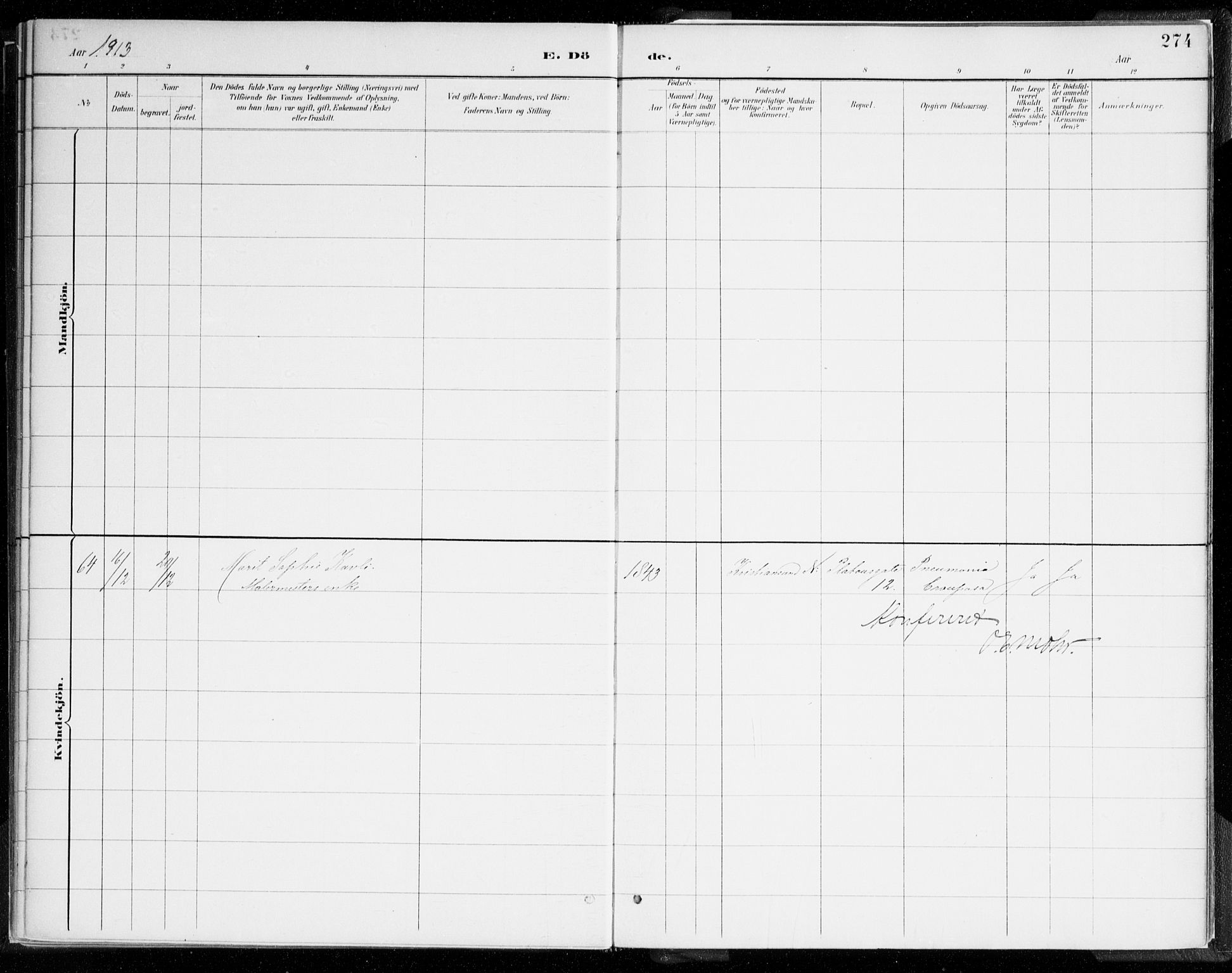 Johanneskirken sokneprestembete, AV/SAB-A-76001/H/Haa/L0019: Parish register (official) no. E 1, 1885-1915, p. 274