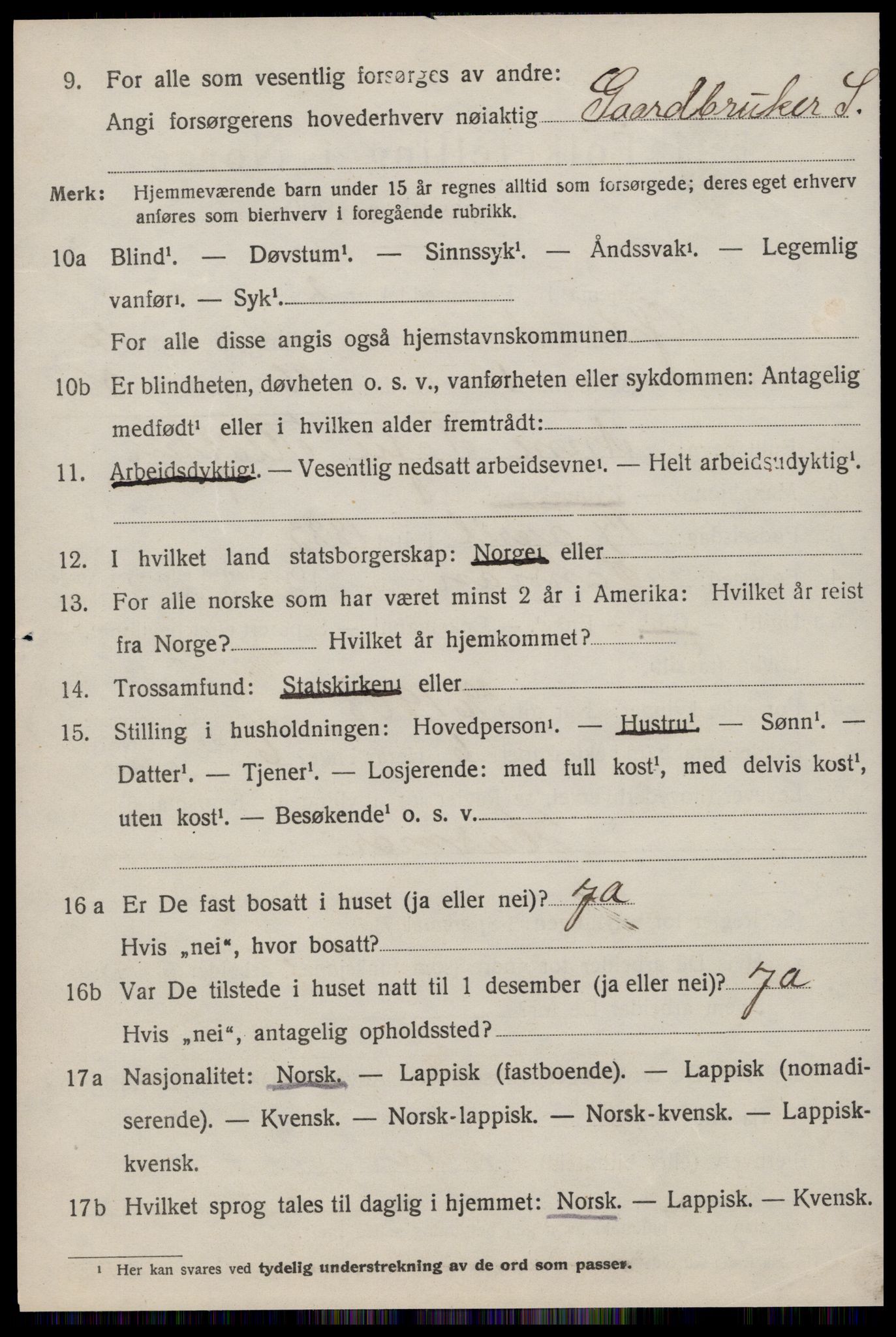 SAT, 1920 census for Ørland, 1920, p. 6096