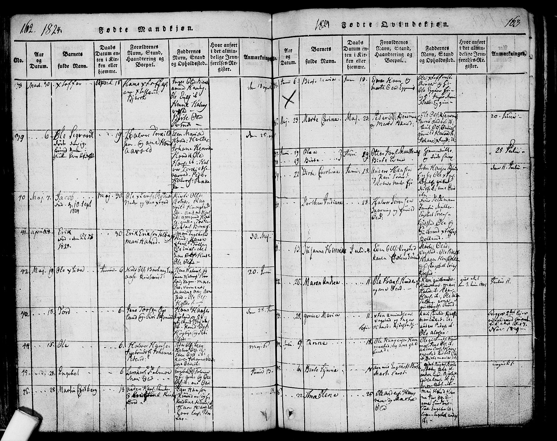 Nes prestekontor Kirkebøker, SAO/A-10410/F/Fa/L0005: Parish register (official) no. I 5, 1815-1835, p. 162-163