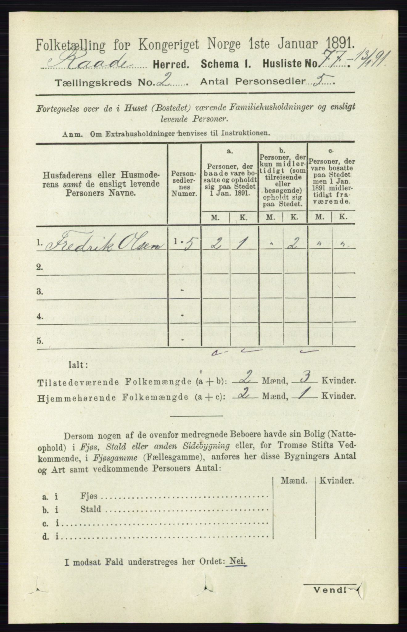 RA, 1891 census for 0135 Råde, 1891, p. 606