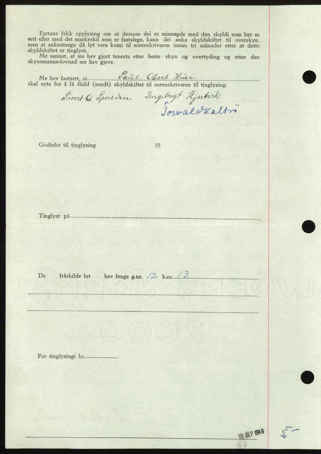 Romsdal sorenskriveri, AV/SAT-A-4149/1/2/2C: Mortgage book no. A27, 1948-1948, Diary no: : 2311/1948