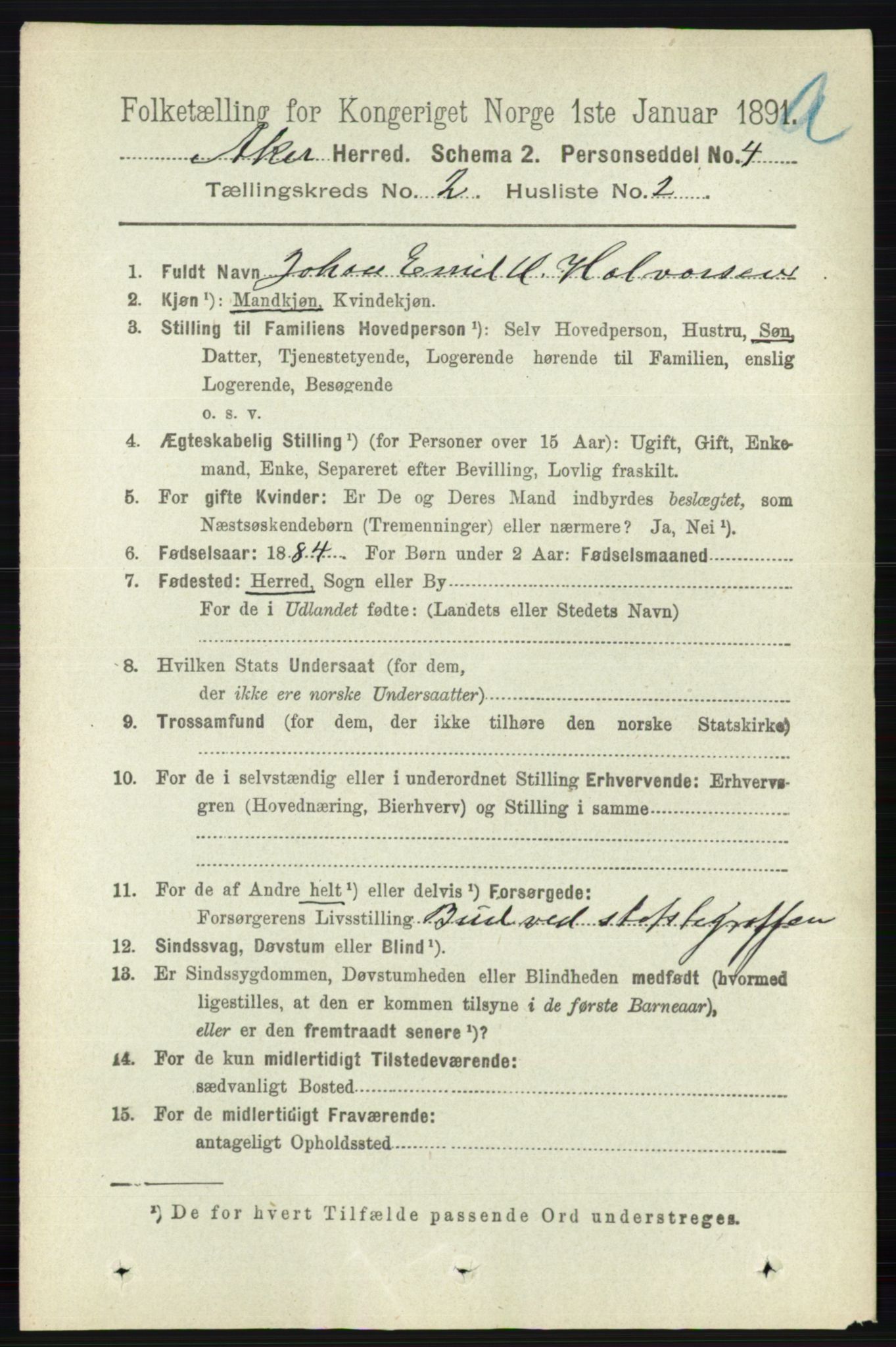 RA, 1891 census for 0218 Aker, 1891, p. 1369