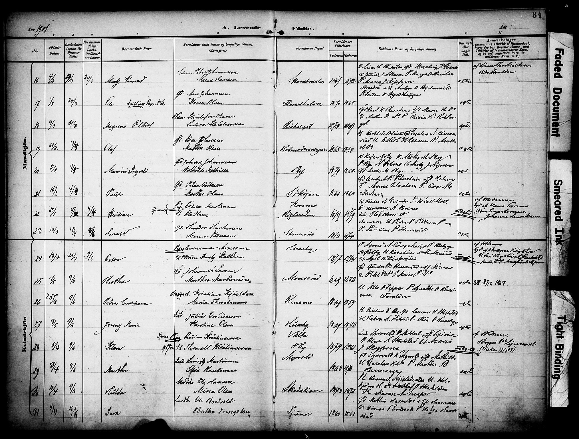 Grue prestekontor, AV/SAH-PREST-036/H/Ha/Haa/L0013: Parish register (official) no. 13, 1898-1910, p. 34