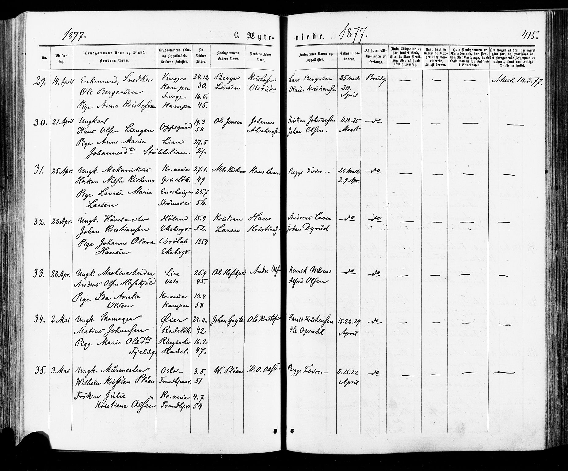 Østre Aker prestekontor Kirkebøker, AV/SAO-A-10840/F/Fa/L0004: Parish register (official) no. I 4, 1876-1889, p. 415