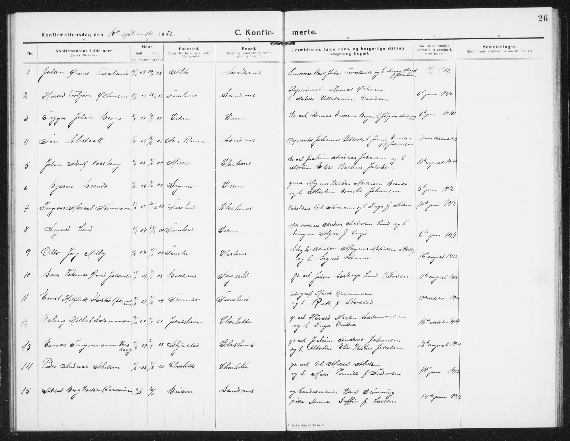 Ministerialprotokoller, klokkerbøker og fødselsregistre - Nordland, SAT/A-1459/850/L0717: Parish register (copy) no. 850C01, 1915-1941, p. 26