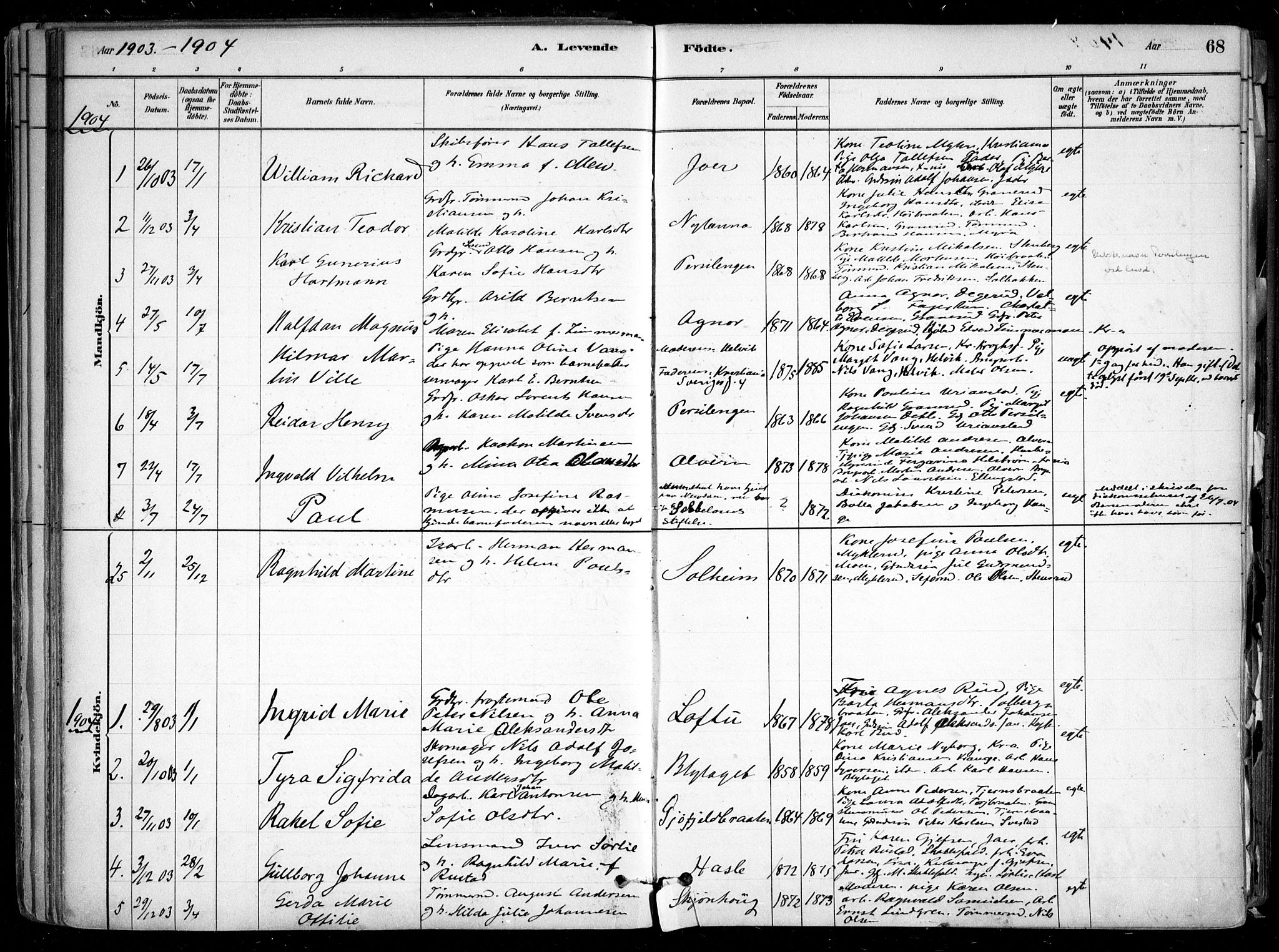 Nesodden prestekontor Kirkebøker, SAO/A-10013/F/Fa/L0009: Parish register (official) no. I 9, 1880-1915, p. 68