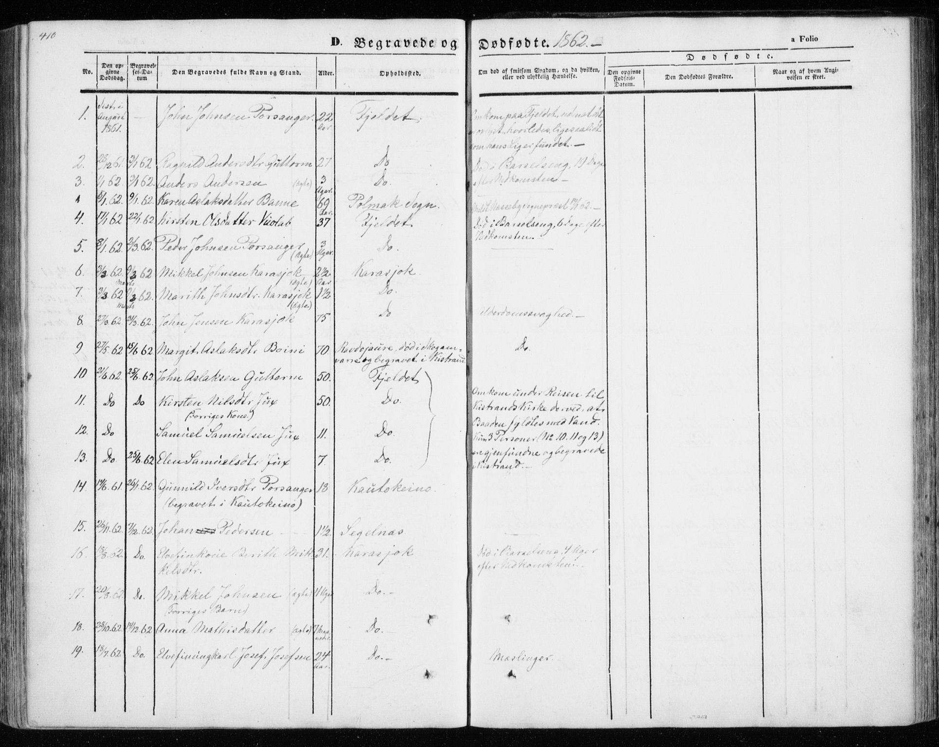 Kistrand/Porsanger sokneprestembete, SATØ/S-1351/H/Ha/L0012.kirke: Parish register (official) no. 12, 1843-1871, p. 410-411
