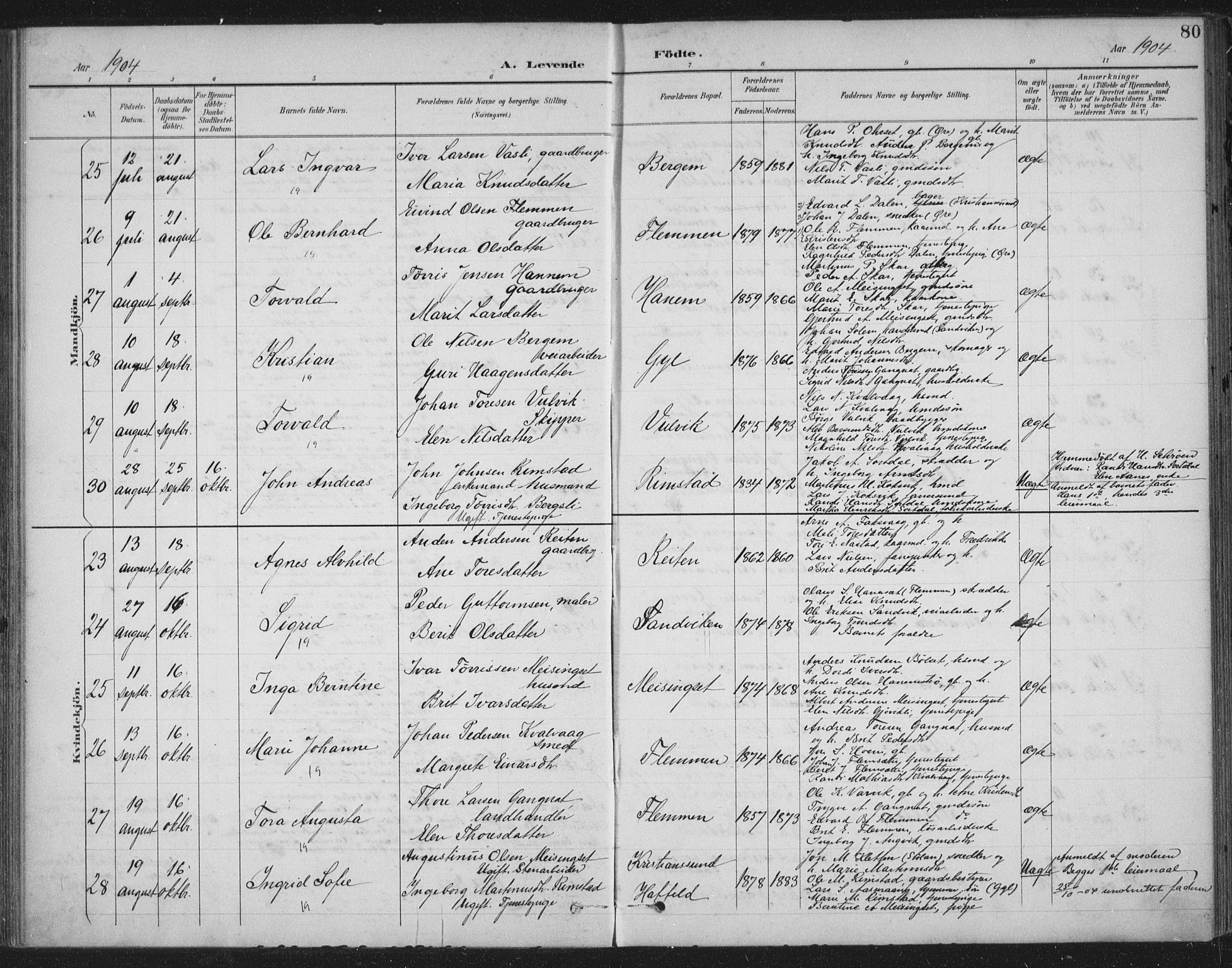 Ministerialprotokoller, klokkerbøker og fødselsregistre - Møre og Romsdal, AV/SAT-A-1454/586/L0988: Parish register (official) no. 586A14, 1893-1905, p. 80