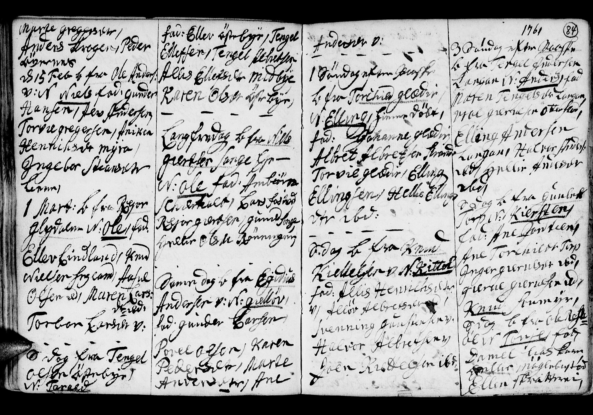 Holt sokneprestkontor, SAK/1111-0021/F/Fb/L0005: Parish register (copy) no. B 5, 1746-1764, p. 84